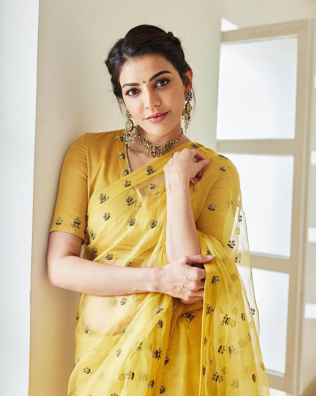 Presenting Sequence Work Yellow Color Saree