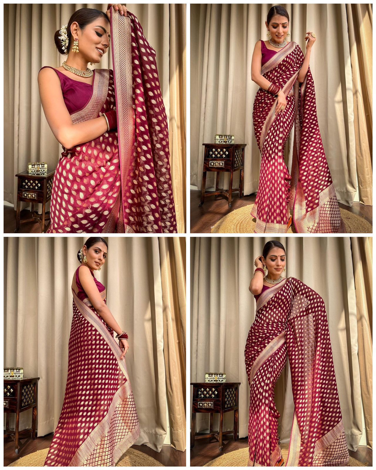 BEAUTIFUL MAROON COLOR RICH PALLU JACQUARD WORK  SAREE.