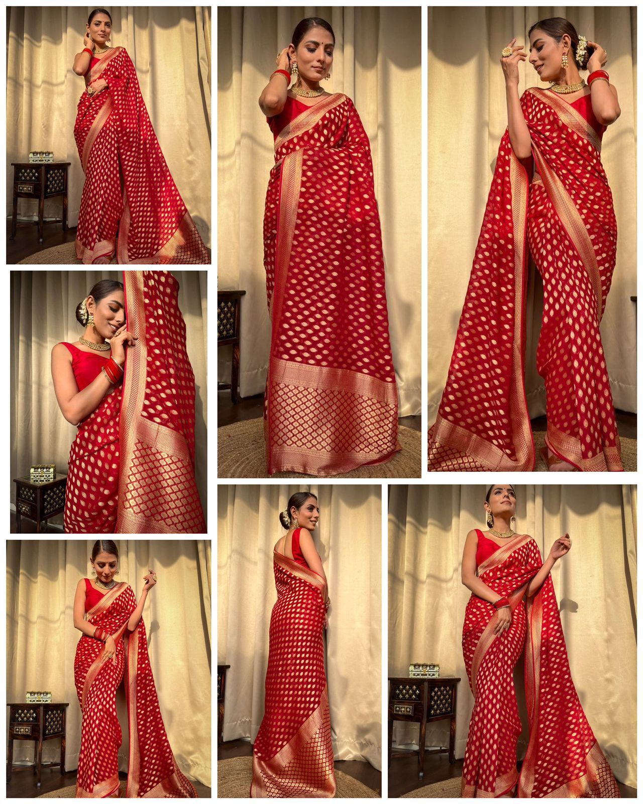 BEAUTIFUL RED COLOR RICH PALLU JACQUARD WORK  SAREE.