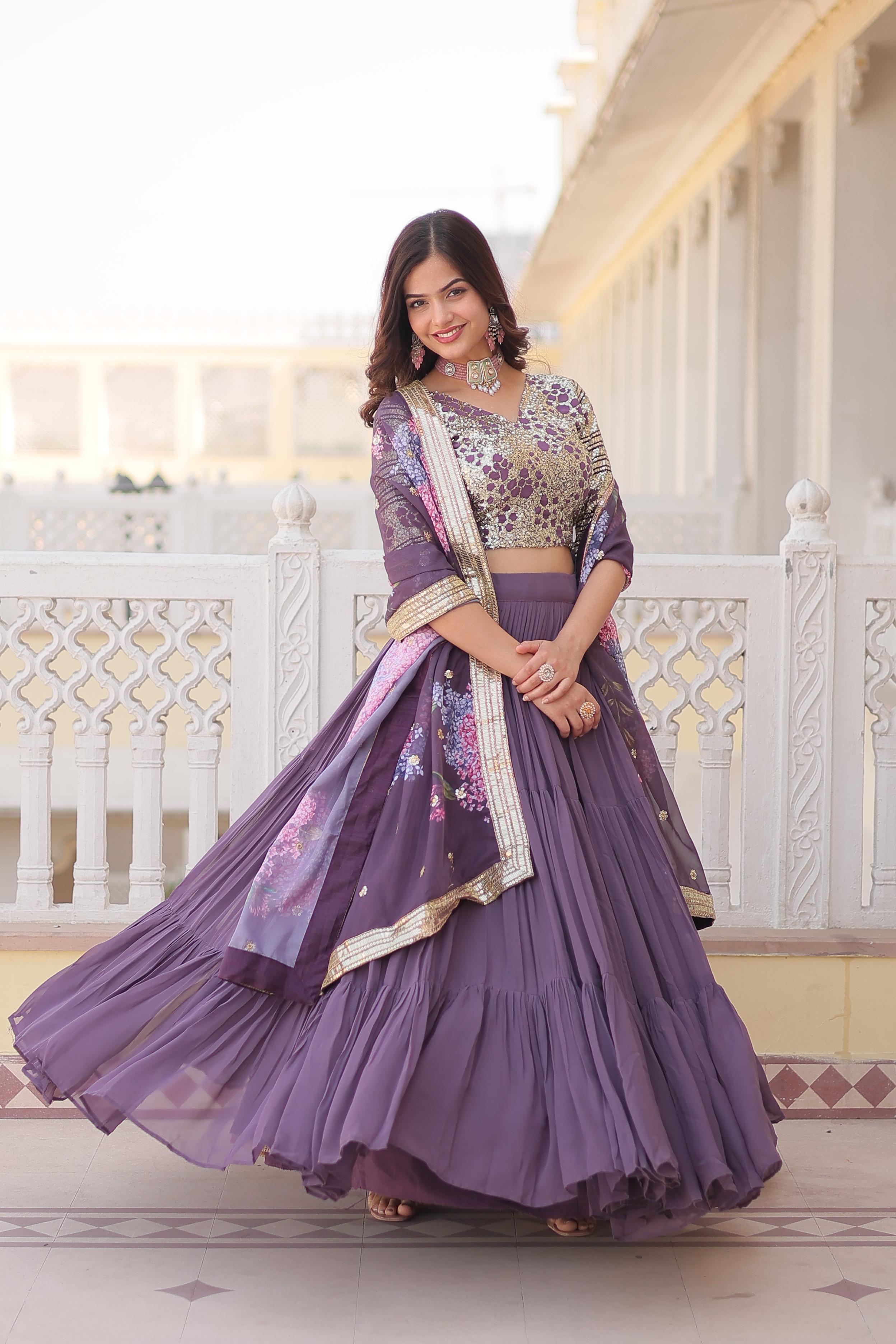 Exclusive Sequence Work Lavender Color Lehenga Choli