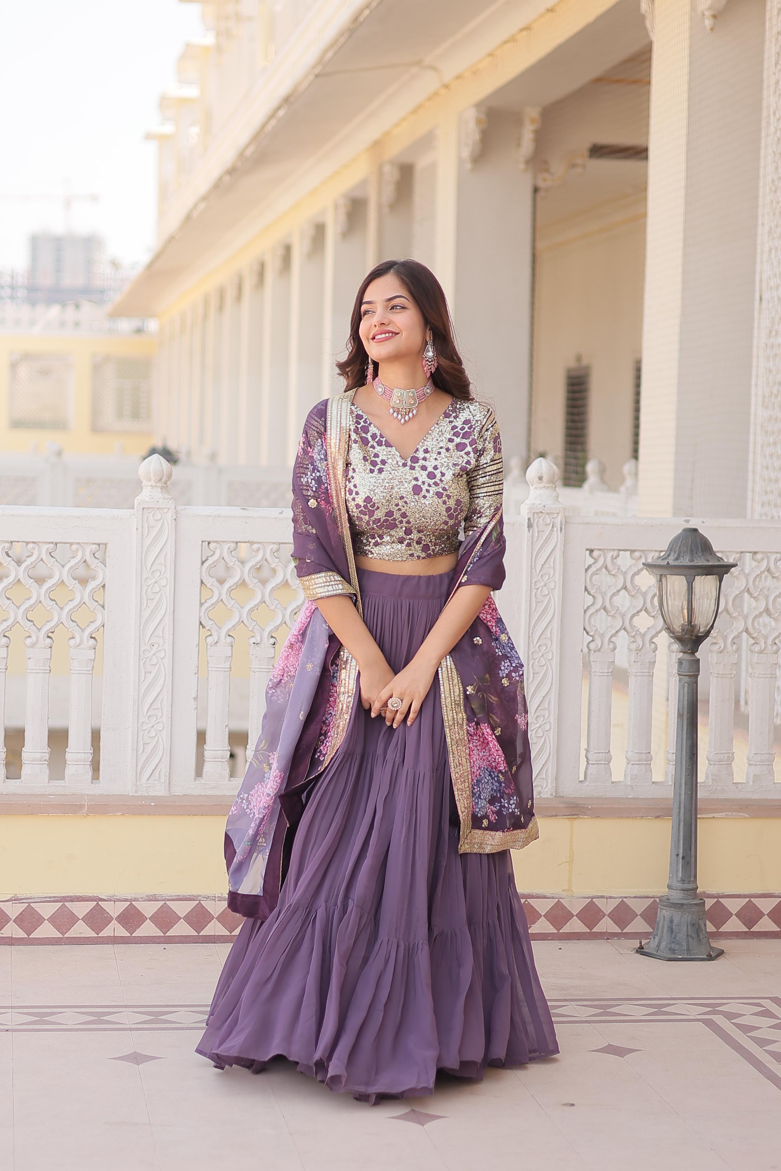 Exclusive Sequence Work Lavender Color Lehenga Choli