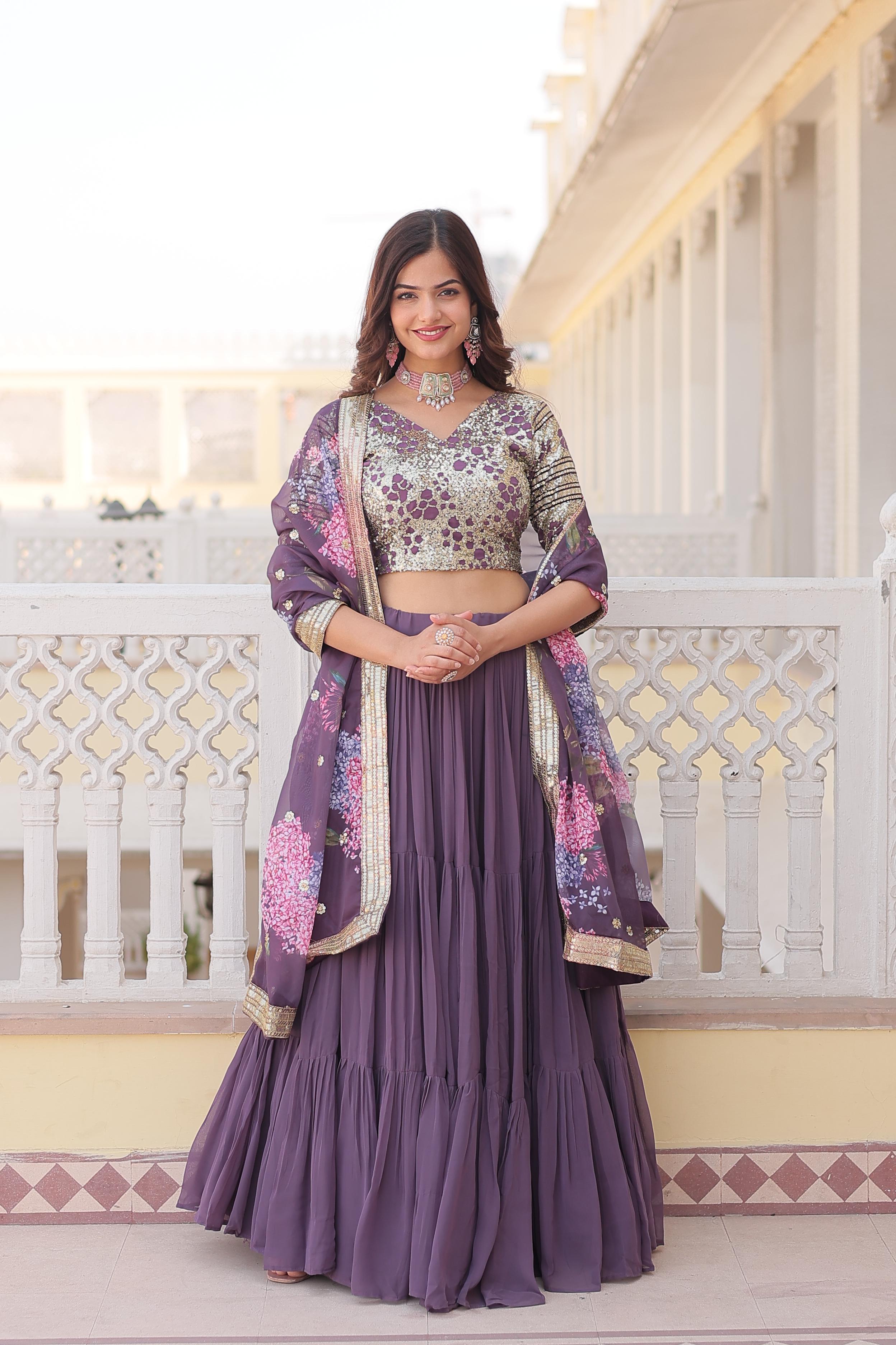 Exclusive Sequence Work Lavender Color Lehenga Choli