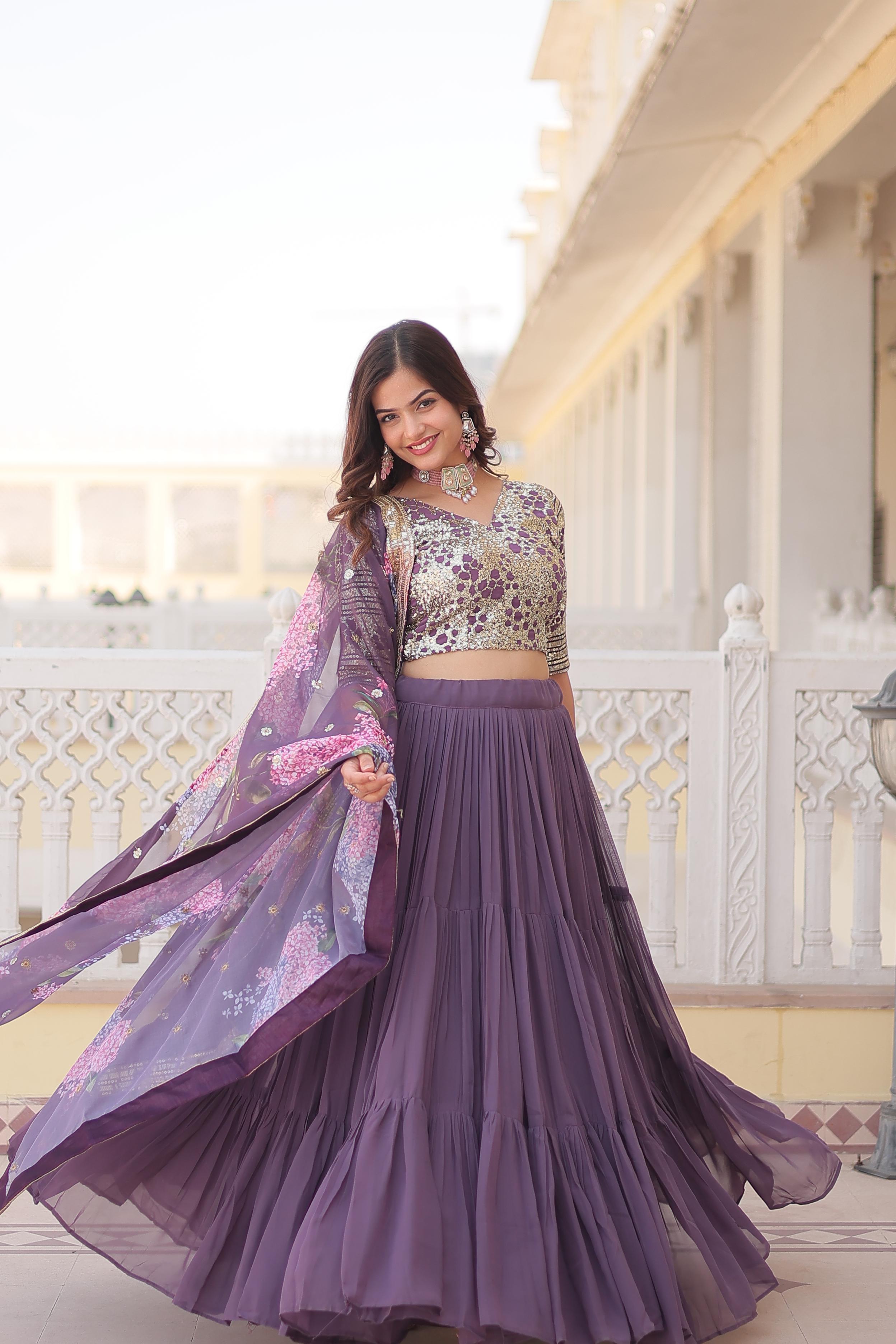 Exclusive Sequence Work Lavender Color Lehenga Choli