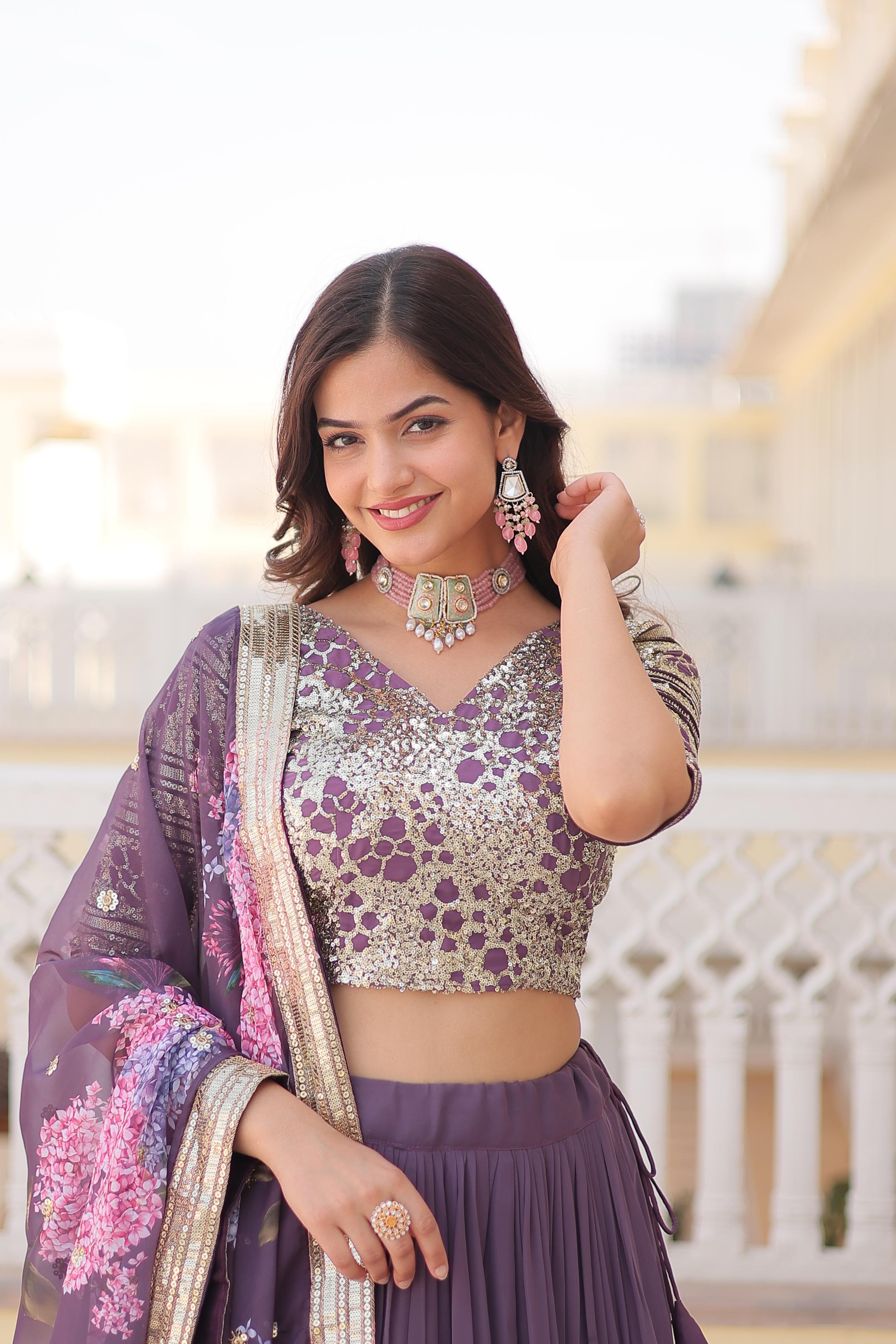 Exclusive Sequence Work Lavender Color Lehenga Choli