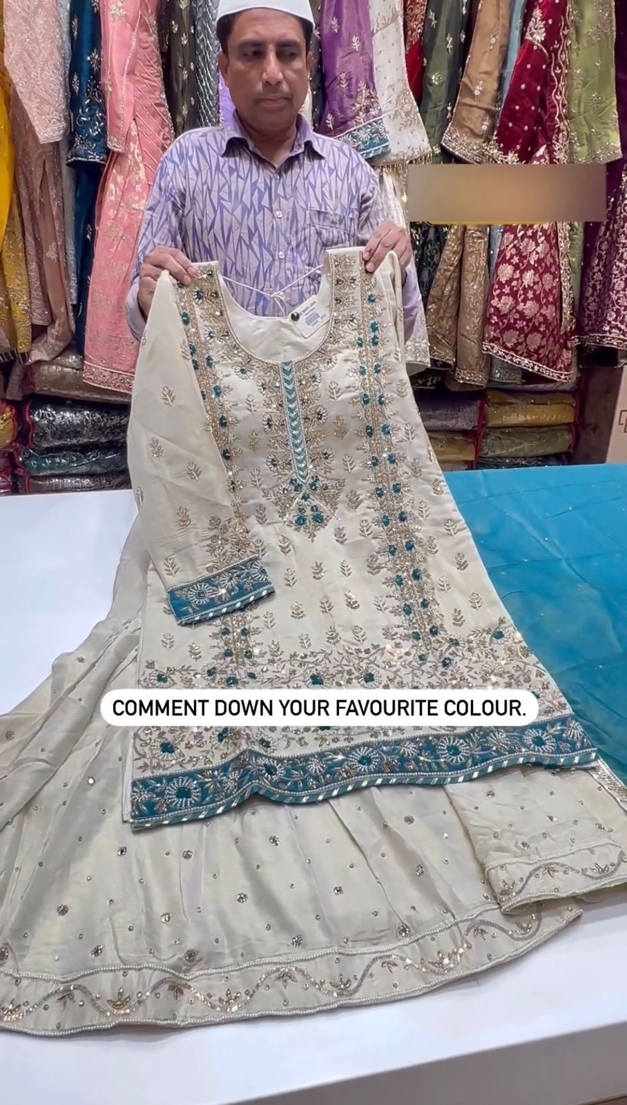 Stylish Beige Color Sequence Work Sharara Suit