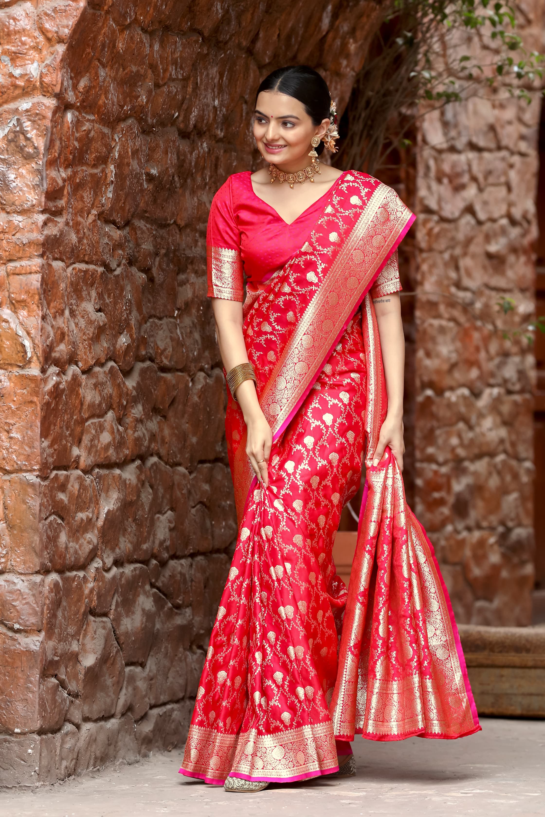 Amazing Pink Color Silver Jari Design Silk Saree