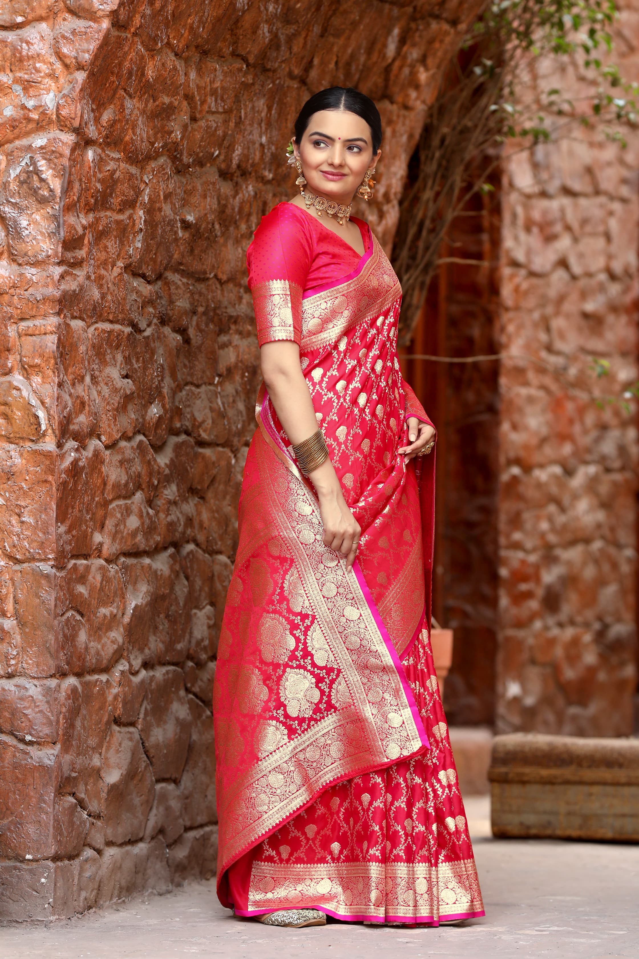 Amazing Pink Color Silver Jari Design Silk Saree