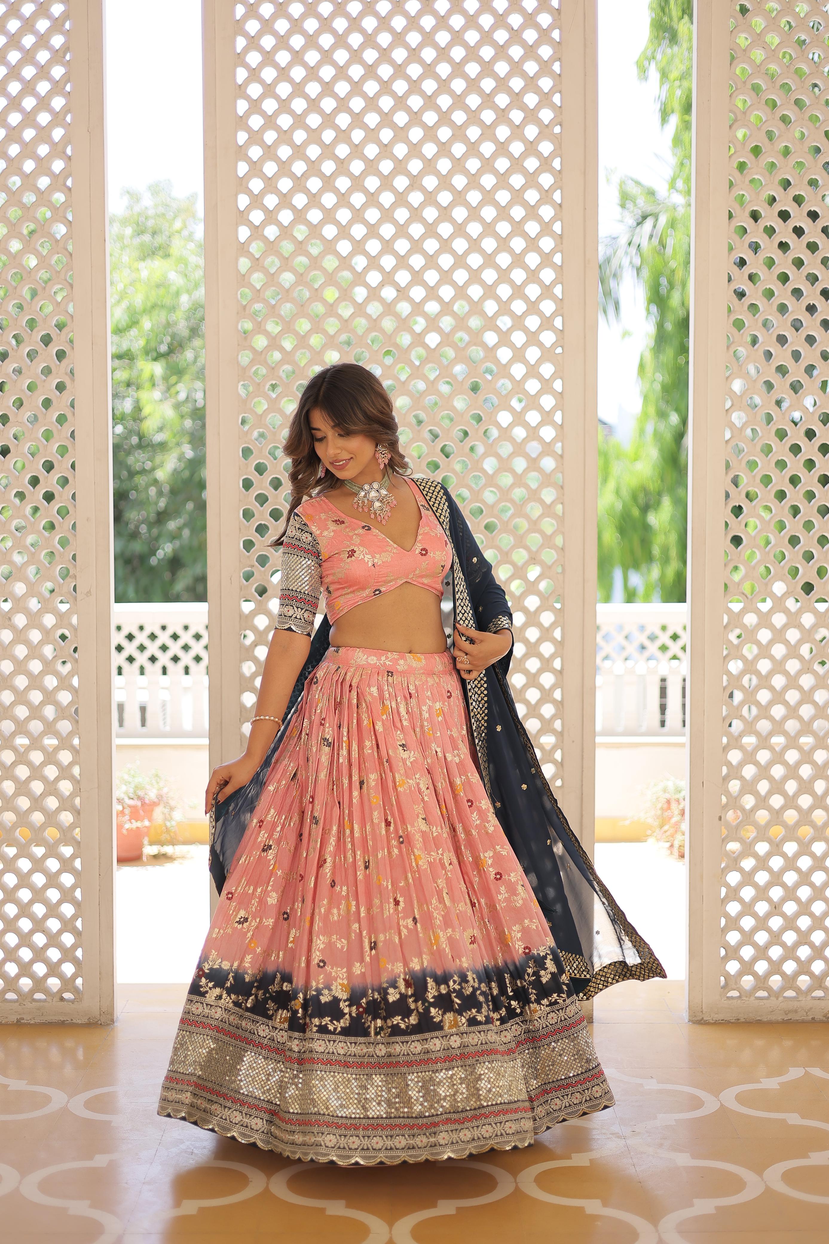 Sequence Work Light Pink Marriage Special  Lehenga Choli