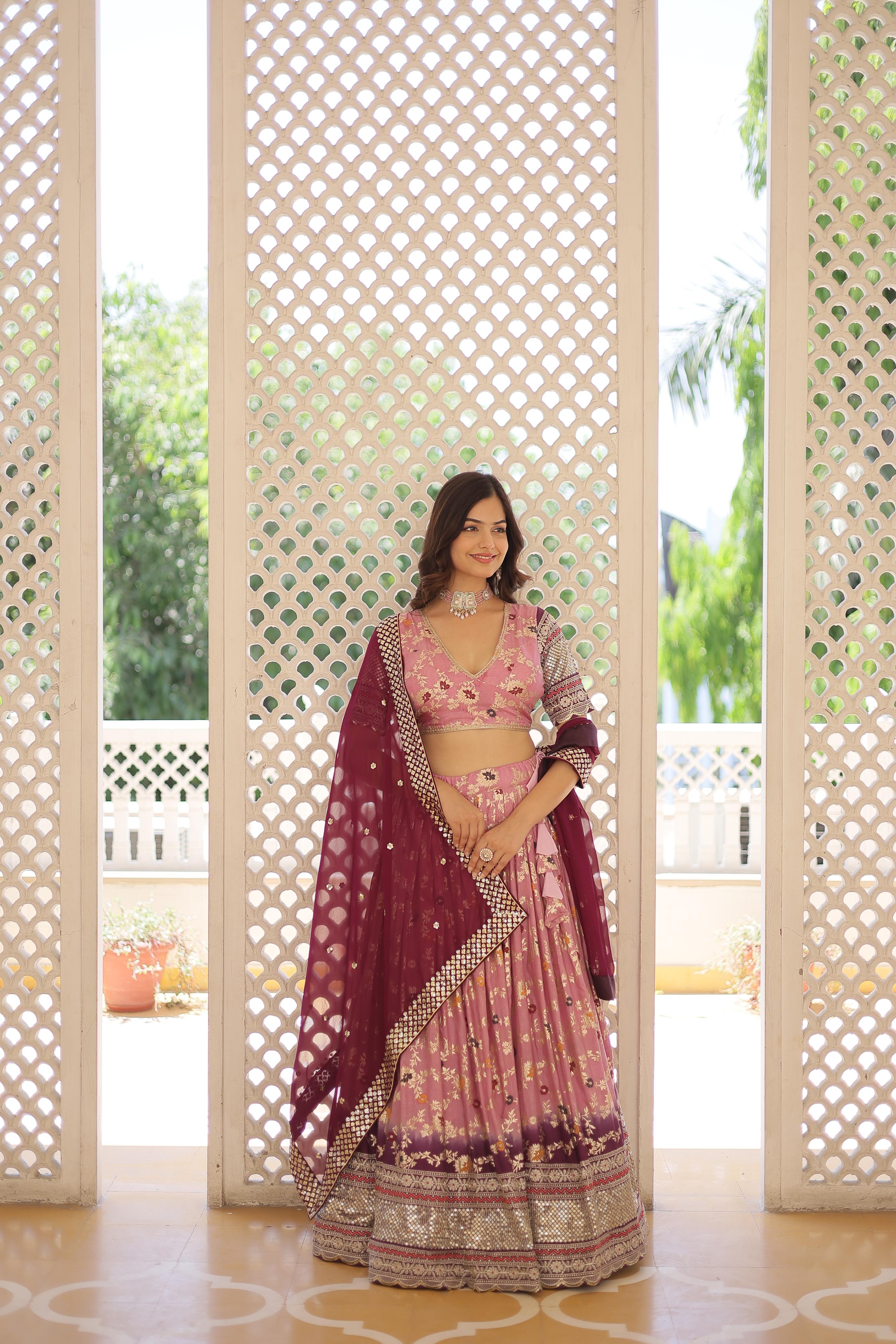 Sequence Work Lavender Traditional Wear Lehenga Choli