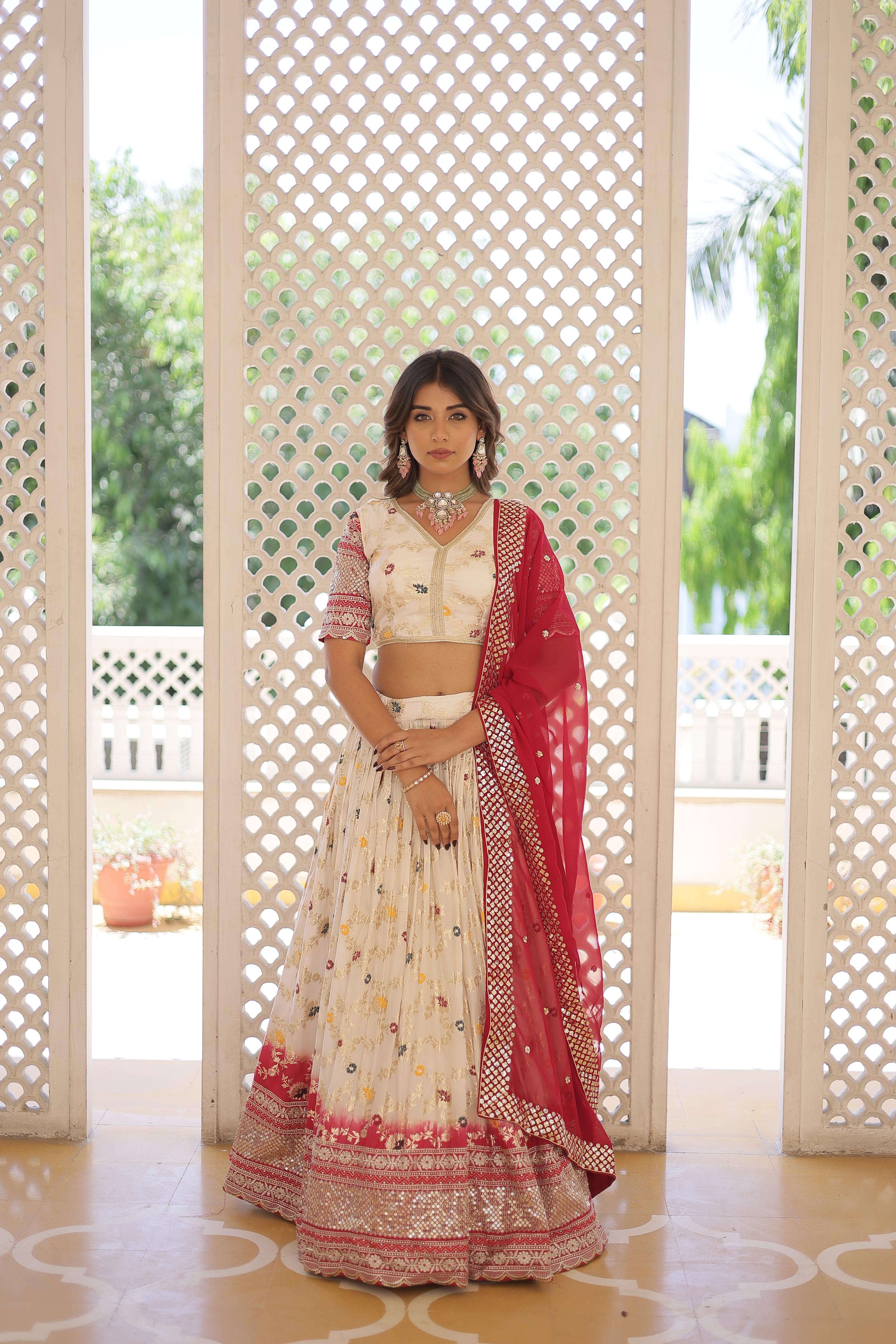 Sequence Work Off White Party Wear Lehenga Choli