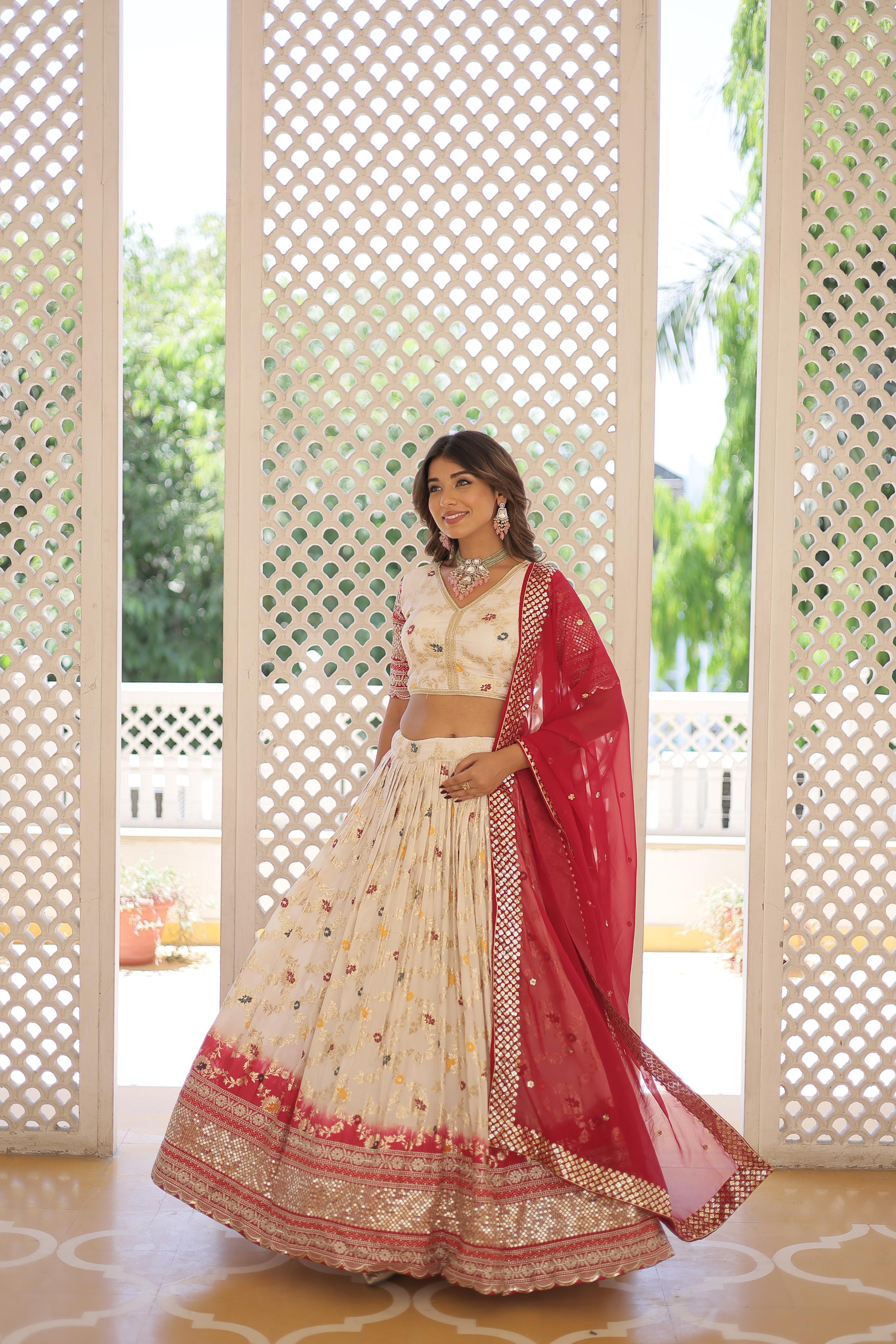 Sequence Work Off White Party Wear Lehenga Choli