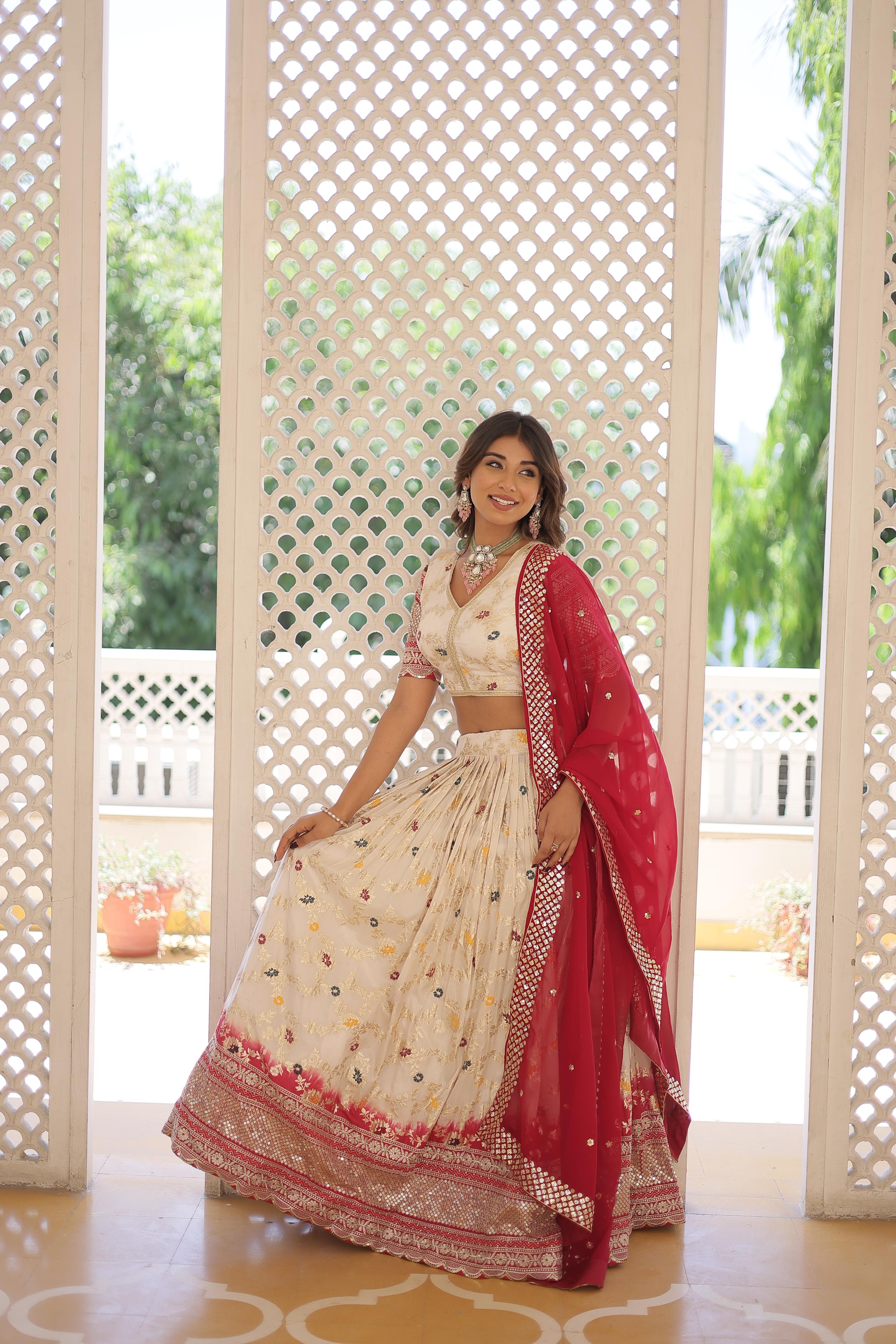 Sequence Work Off White Party Wear Lehenga Choli