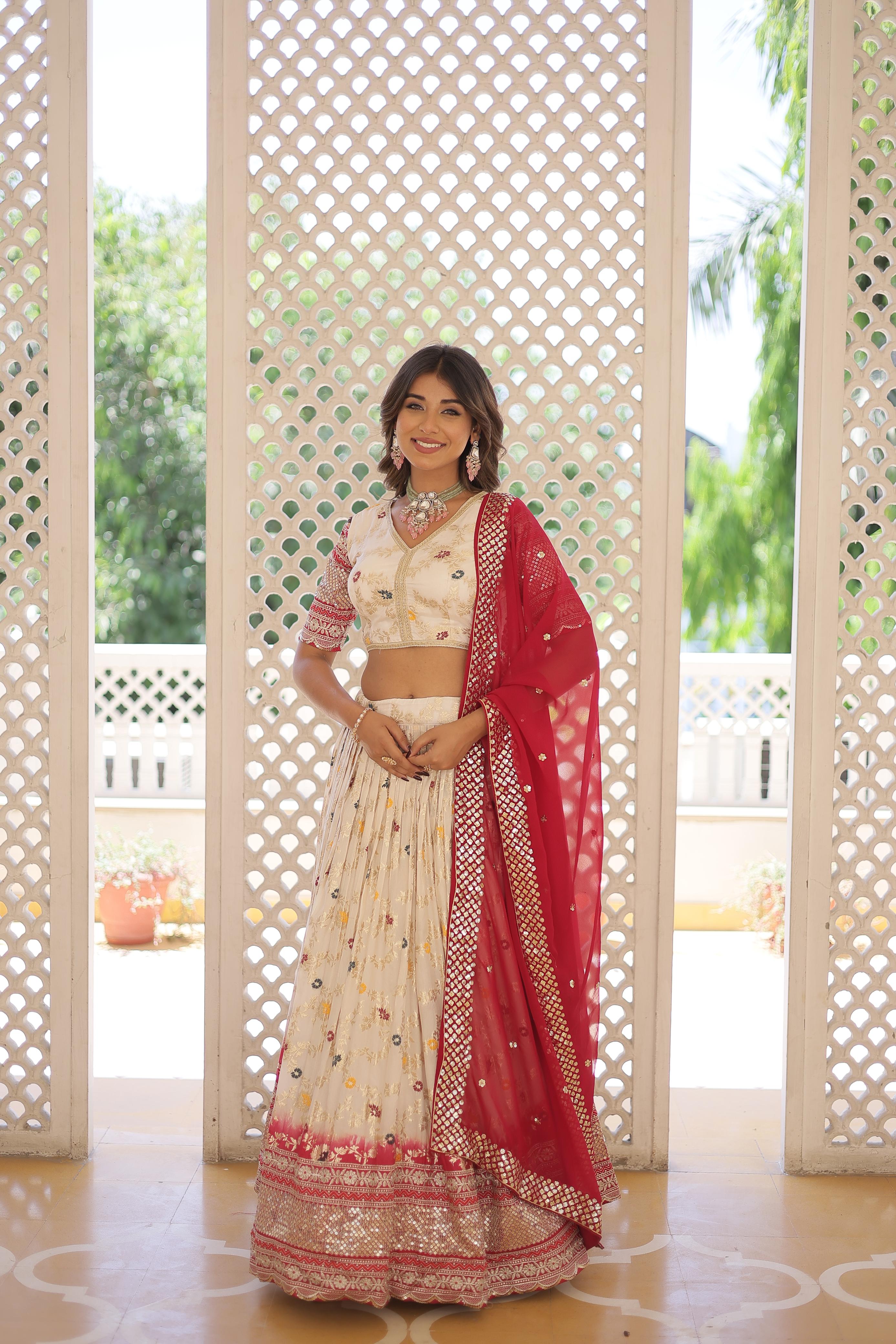 Sequence Work Off White Party Wear Lehenga Choli