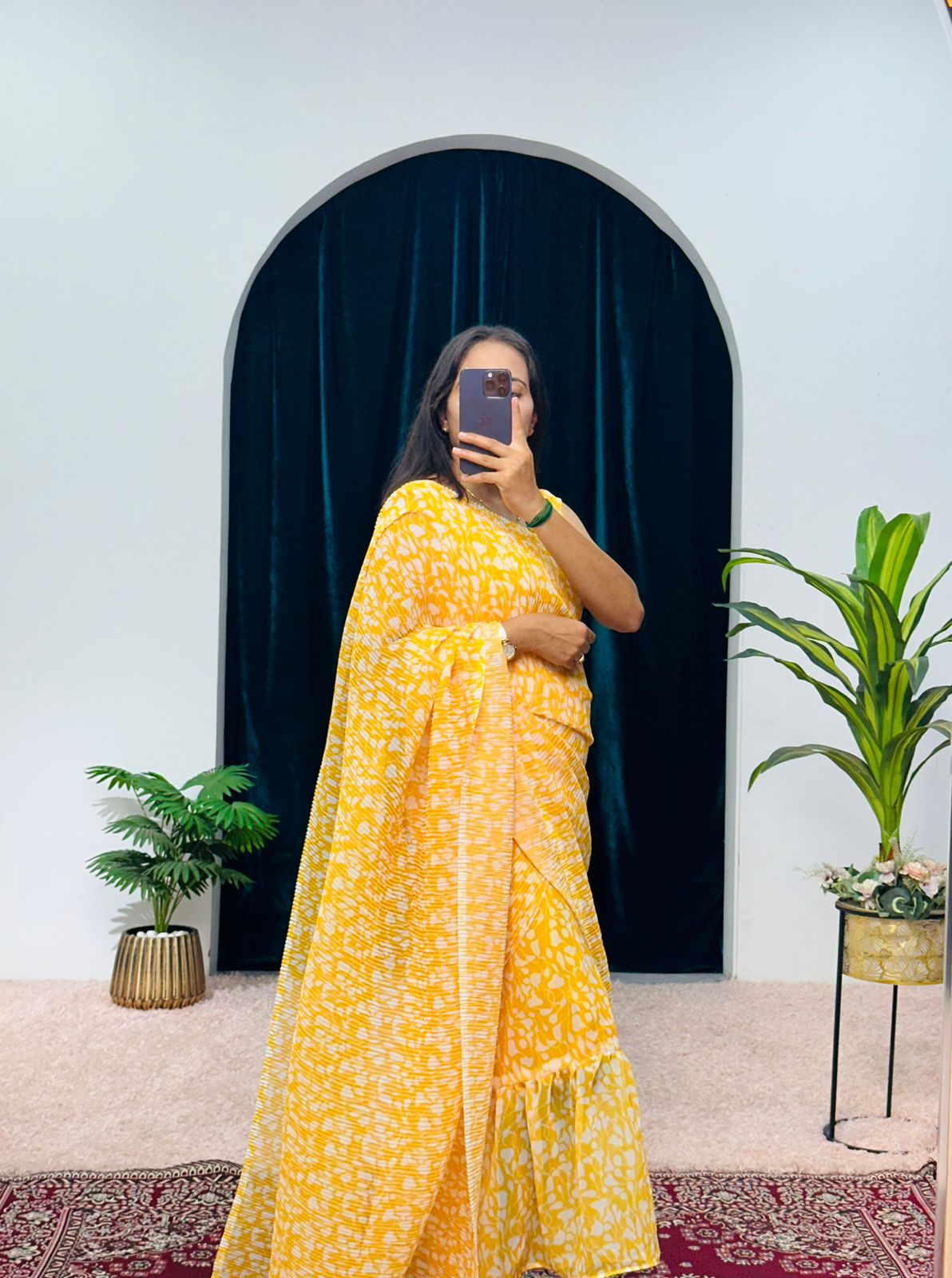 Luxuriant Digital Print Yellow Color Gown