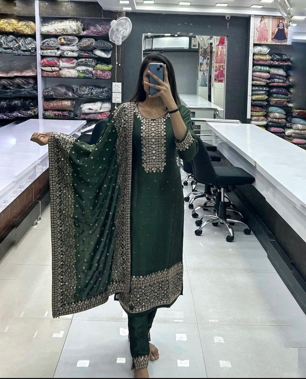 Amazing Green Sequence Work Salwar Suit