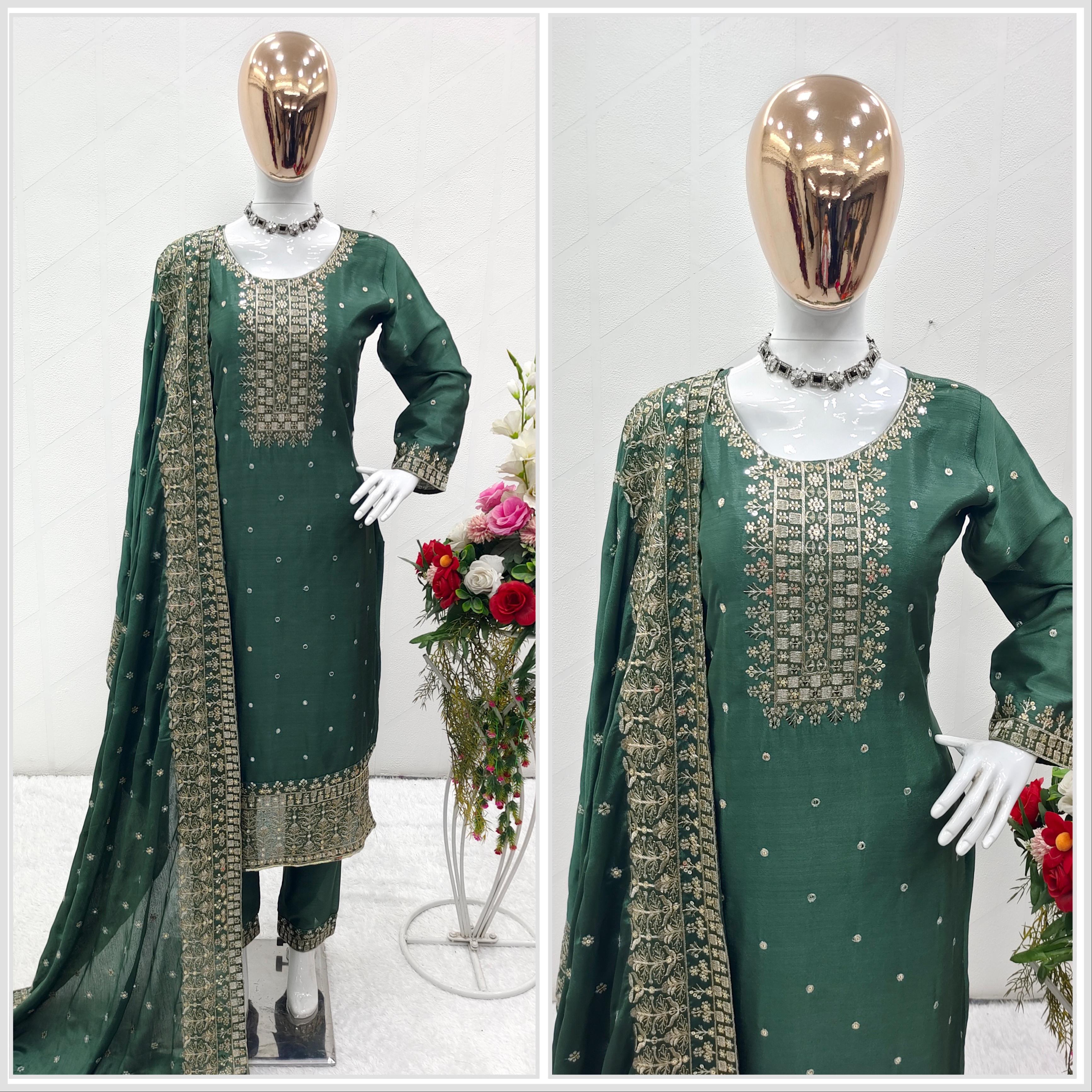 Amazing Green Sequence Work Salwar Suit