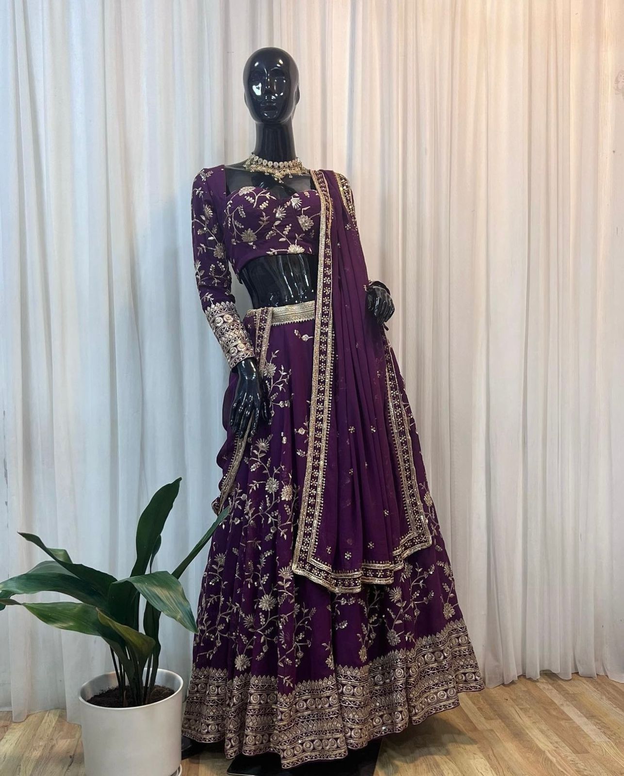 Festive Wear Purple Sequence Embroidery Work Lehenga Choli