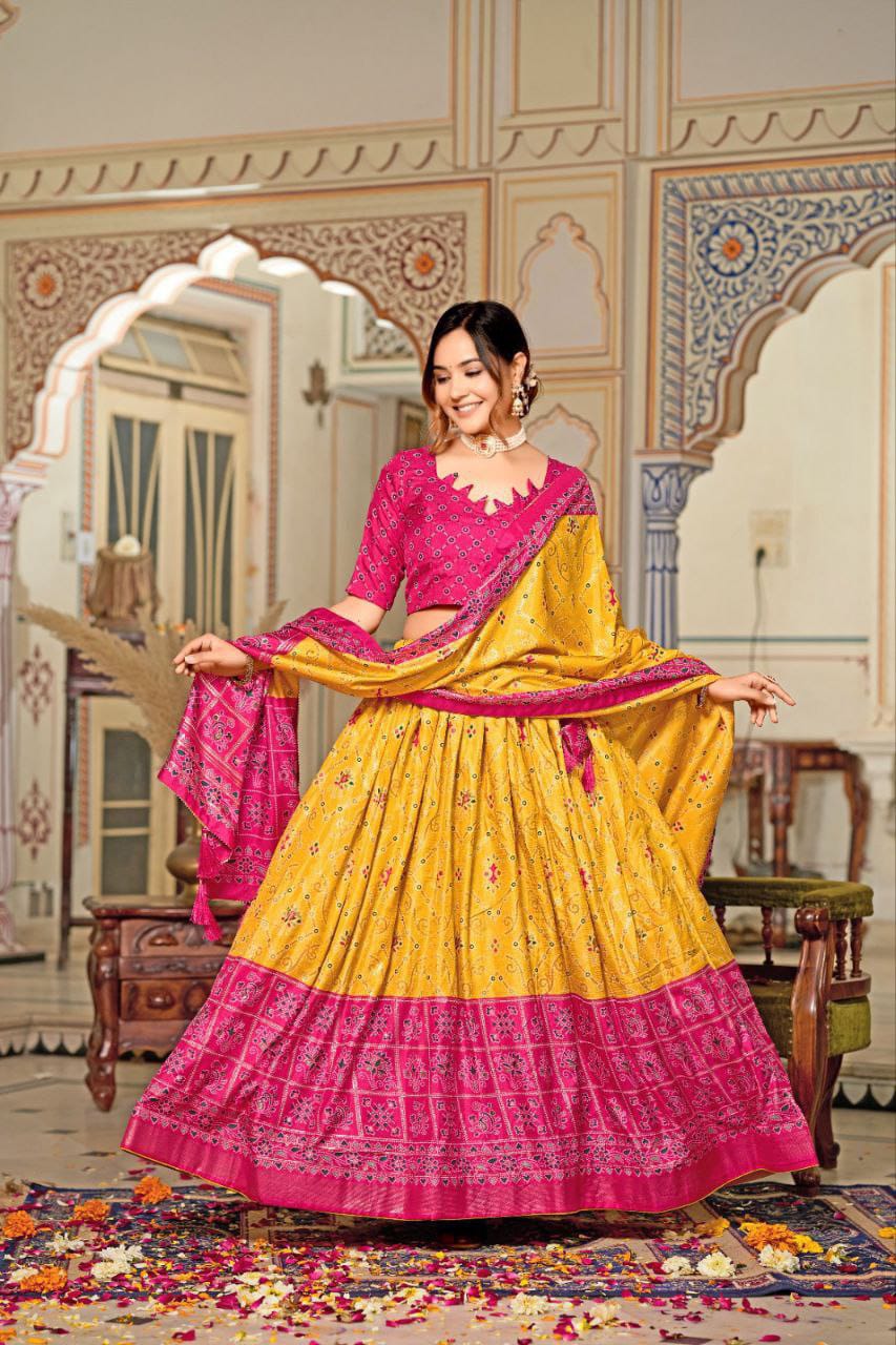 Mesmerizing Tussar Silk Yellow Color Lehenga Choli