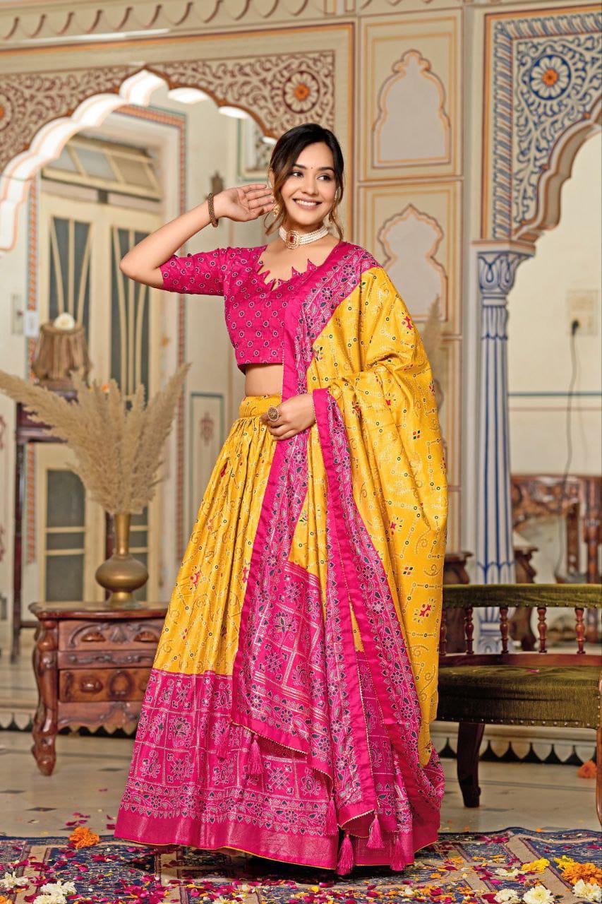 Mesmerizing Tussar Silk Yellow Color Lehenga Choli