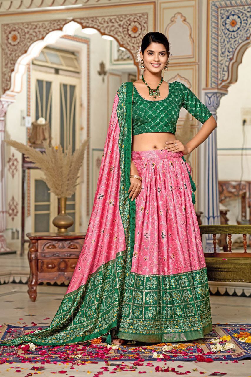 Mesmerizing Tussar Silk Pink Color Lehenga Choli