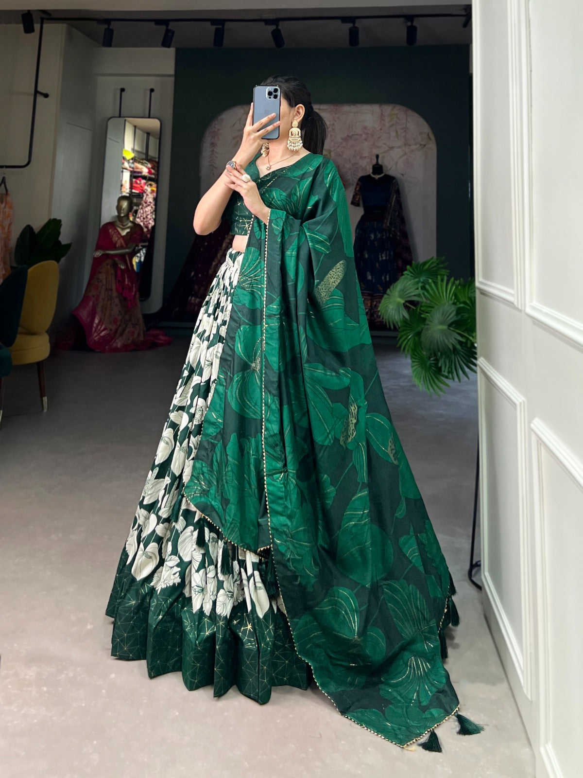 Flower Print Green Color Function Wear Lehenga Choli