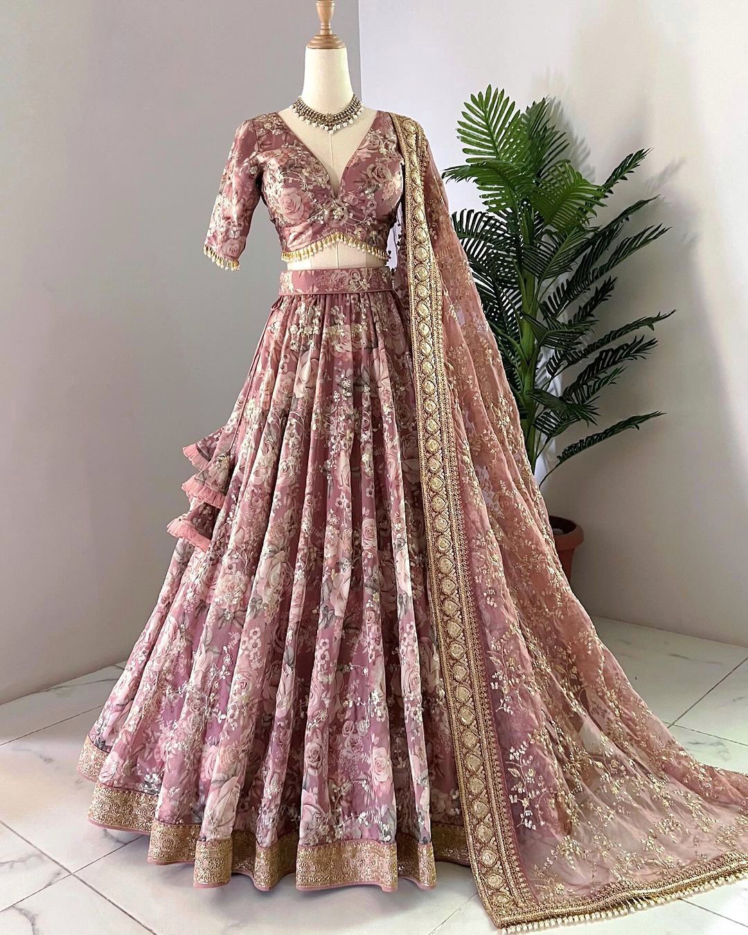 Wedding Collection Dusty Peach Color Lehenga Choli