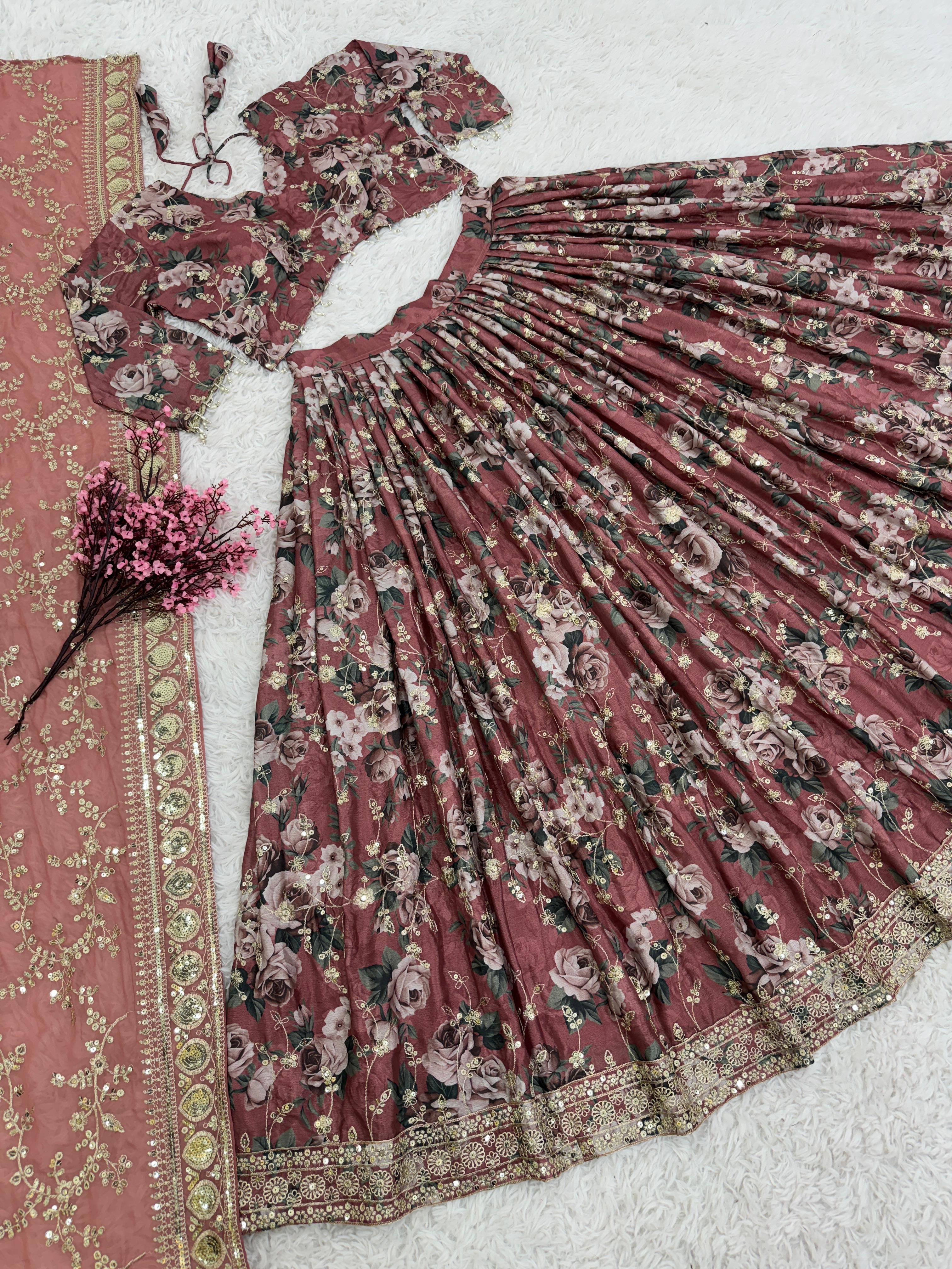 Wedding Collection Dusty Peach Color Lehenga Choli