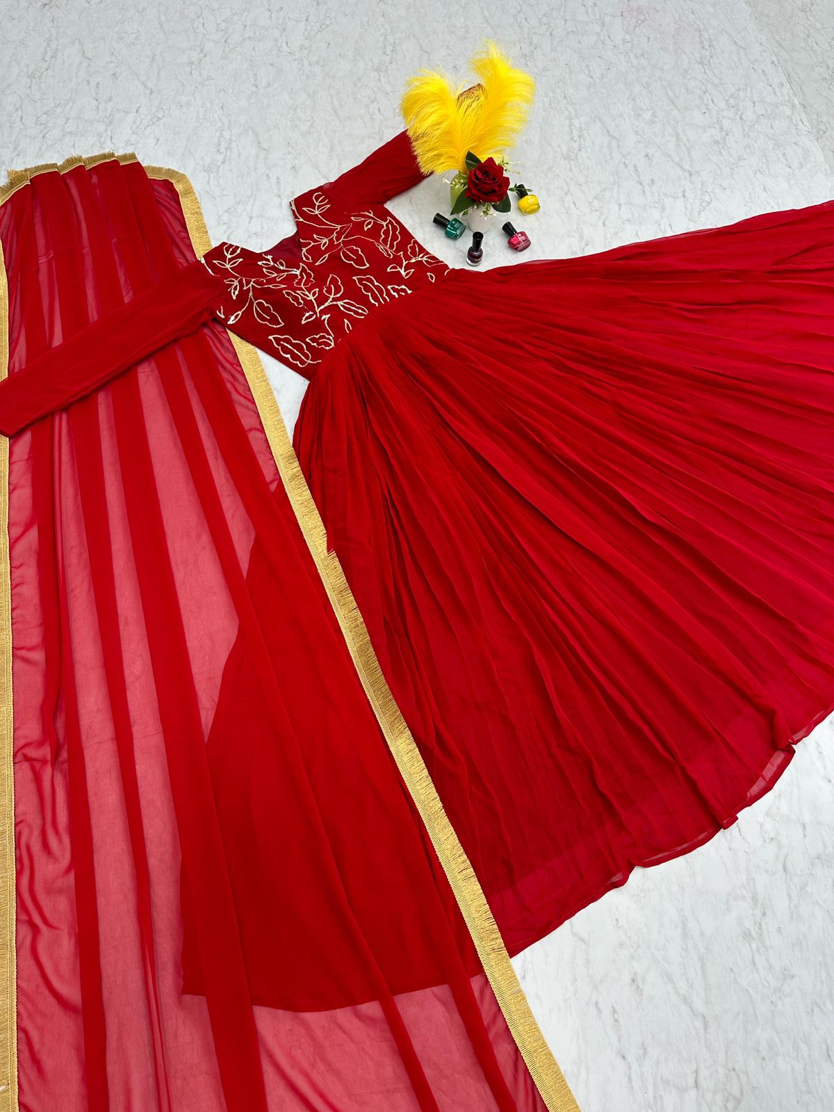 Superhit Sequence Work Red Color Anarkali Gown