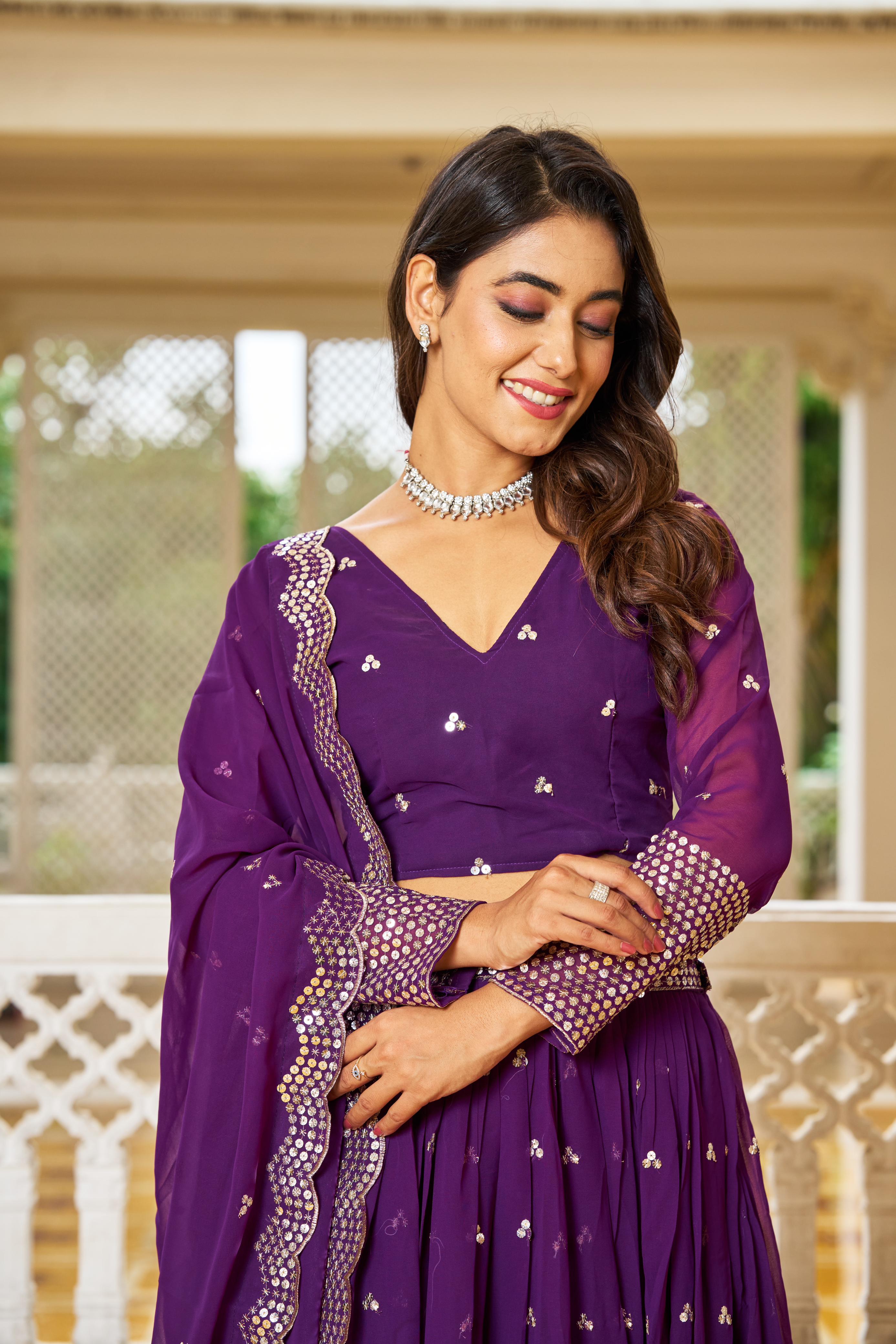 Blissful Heavy Work Purple Color Wedding Lehenga Choli