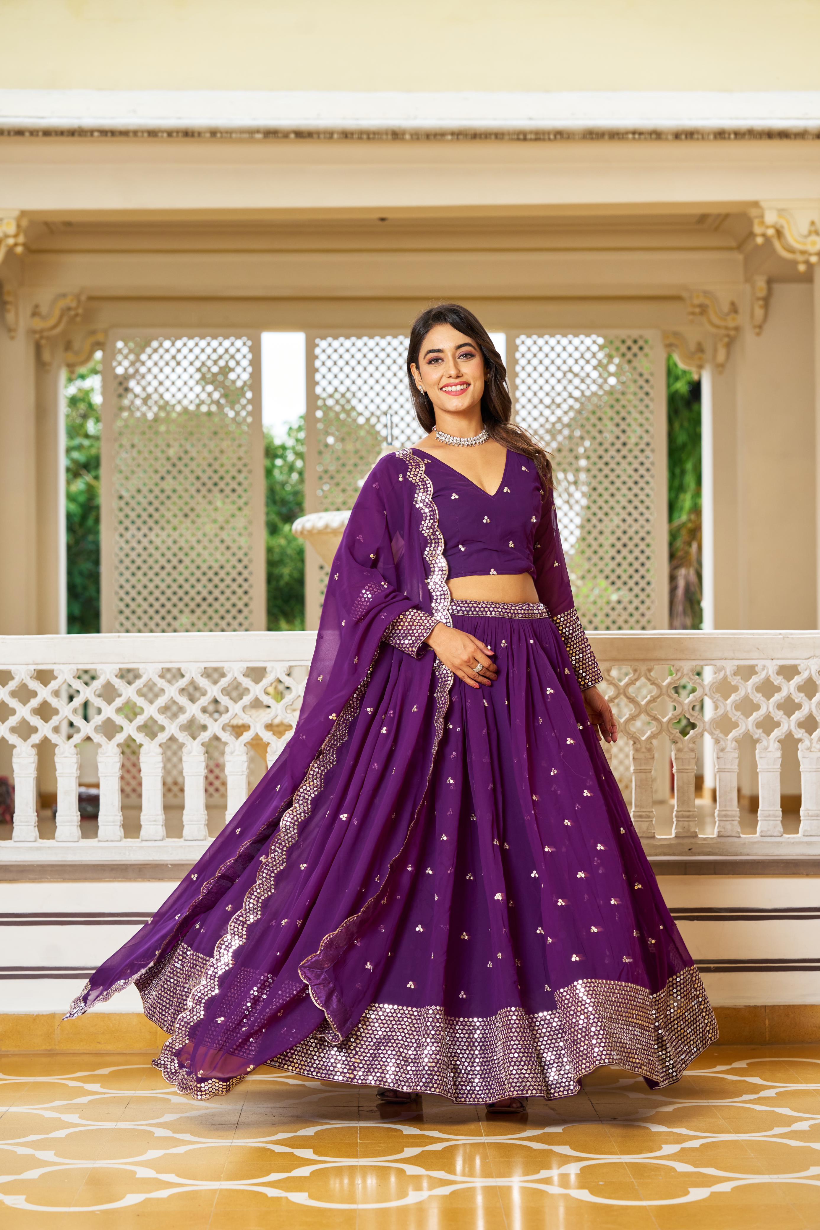 Blissful Heavy Work Purple Color Wedding Lehenga Choli