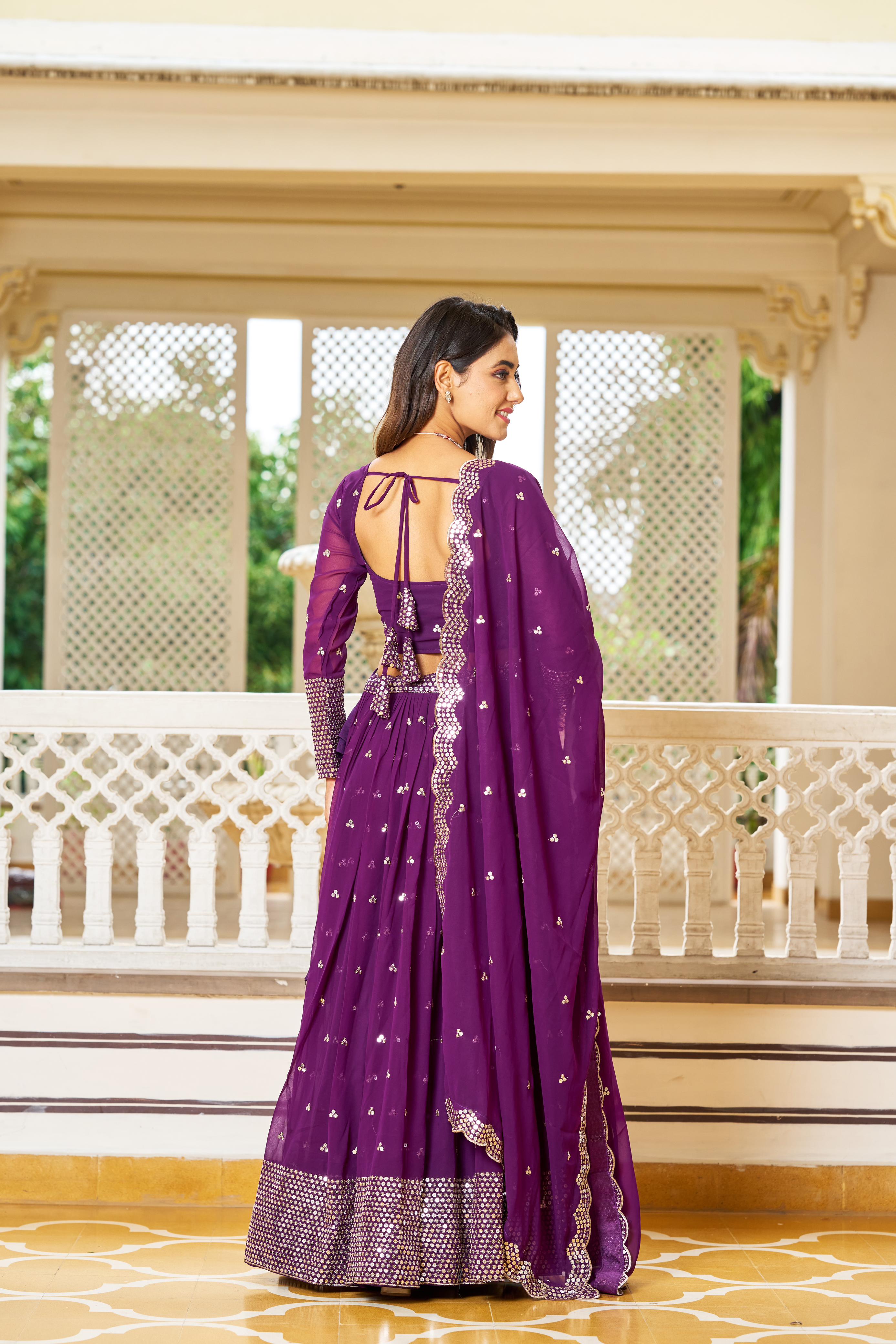 Blissful Heavy Work Purple Color Wedding Lehenga Choli