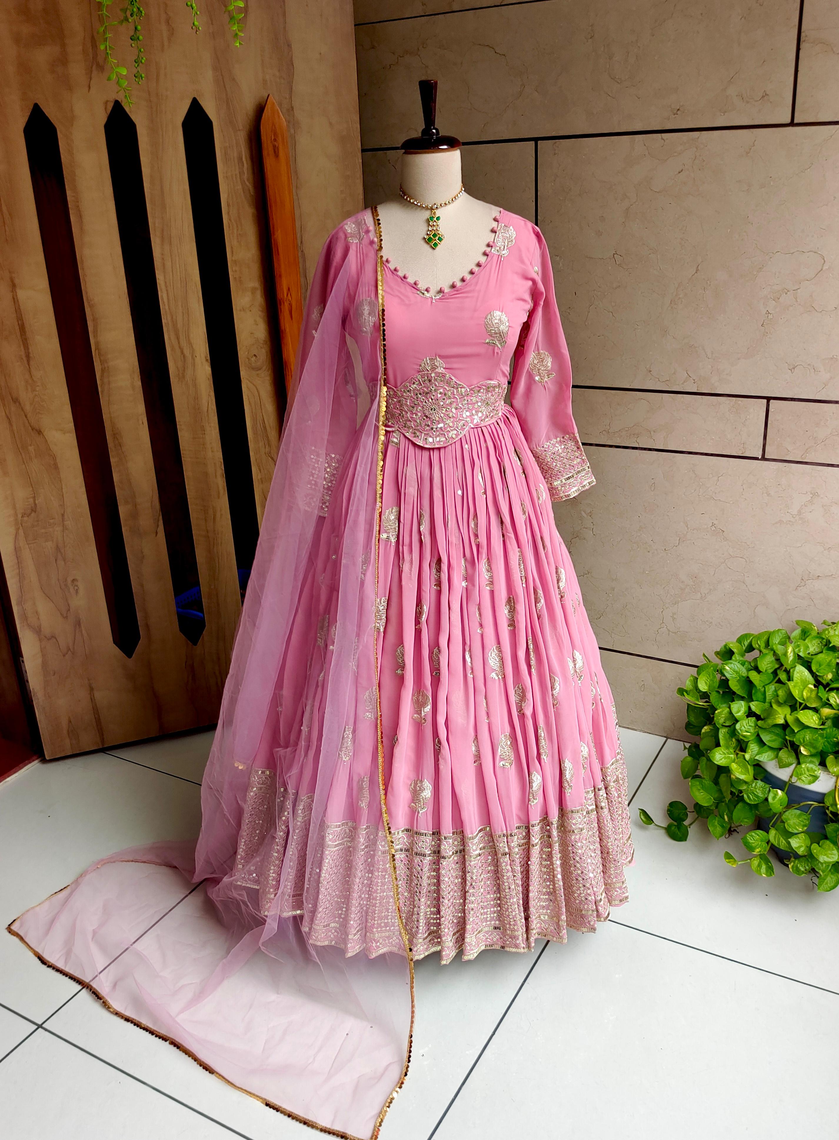 Festive Wear Pink Color Embroidery Work Anarkali Suit