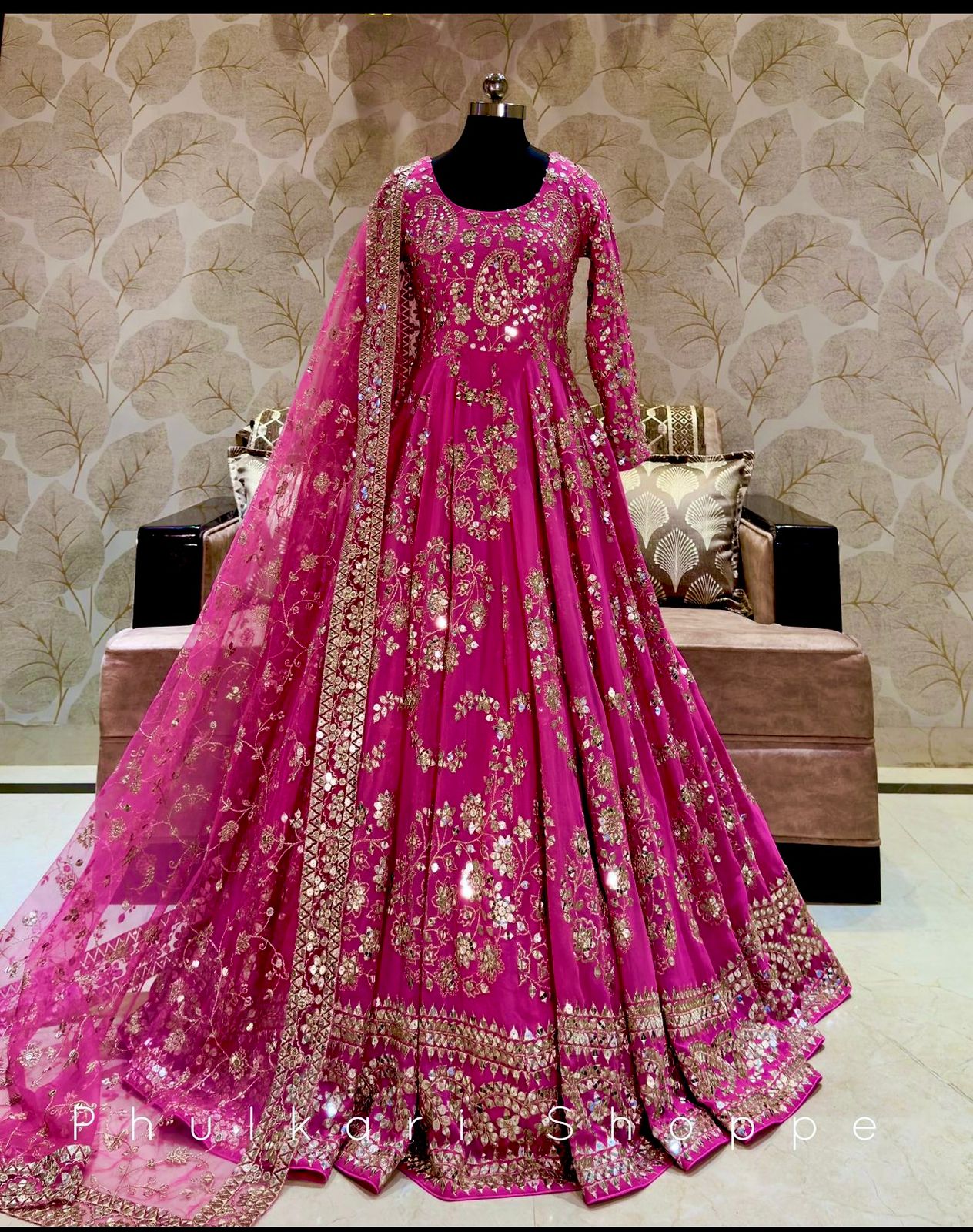 Heavy Sequence Work Pink Color Long Gown