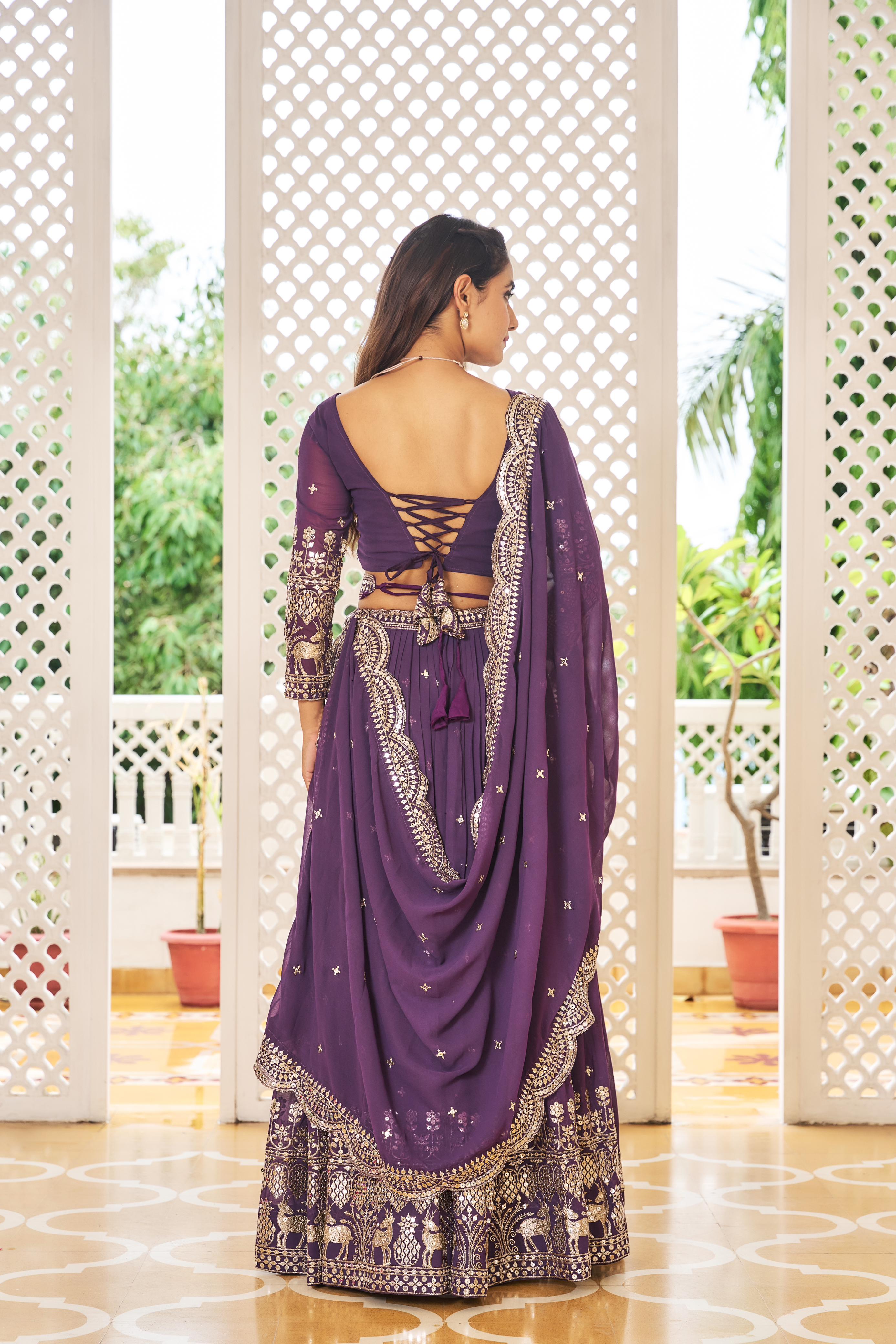 Wedding Wear Purple Color Sequence Work Lehenga Choli