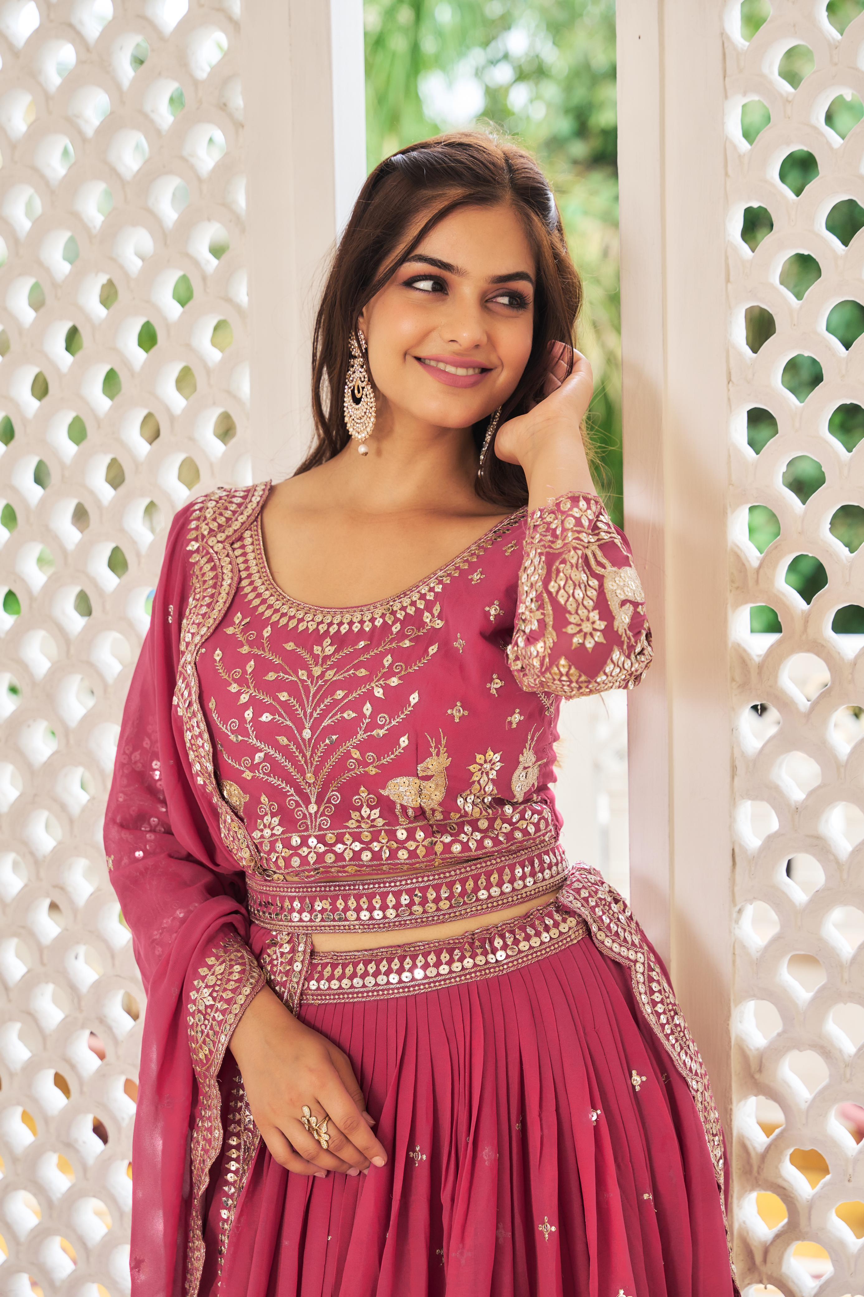 Wedding Wear Pink Color Sequence Work Lehenga Choli