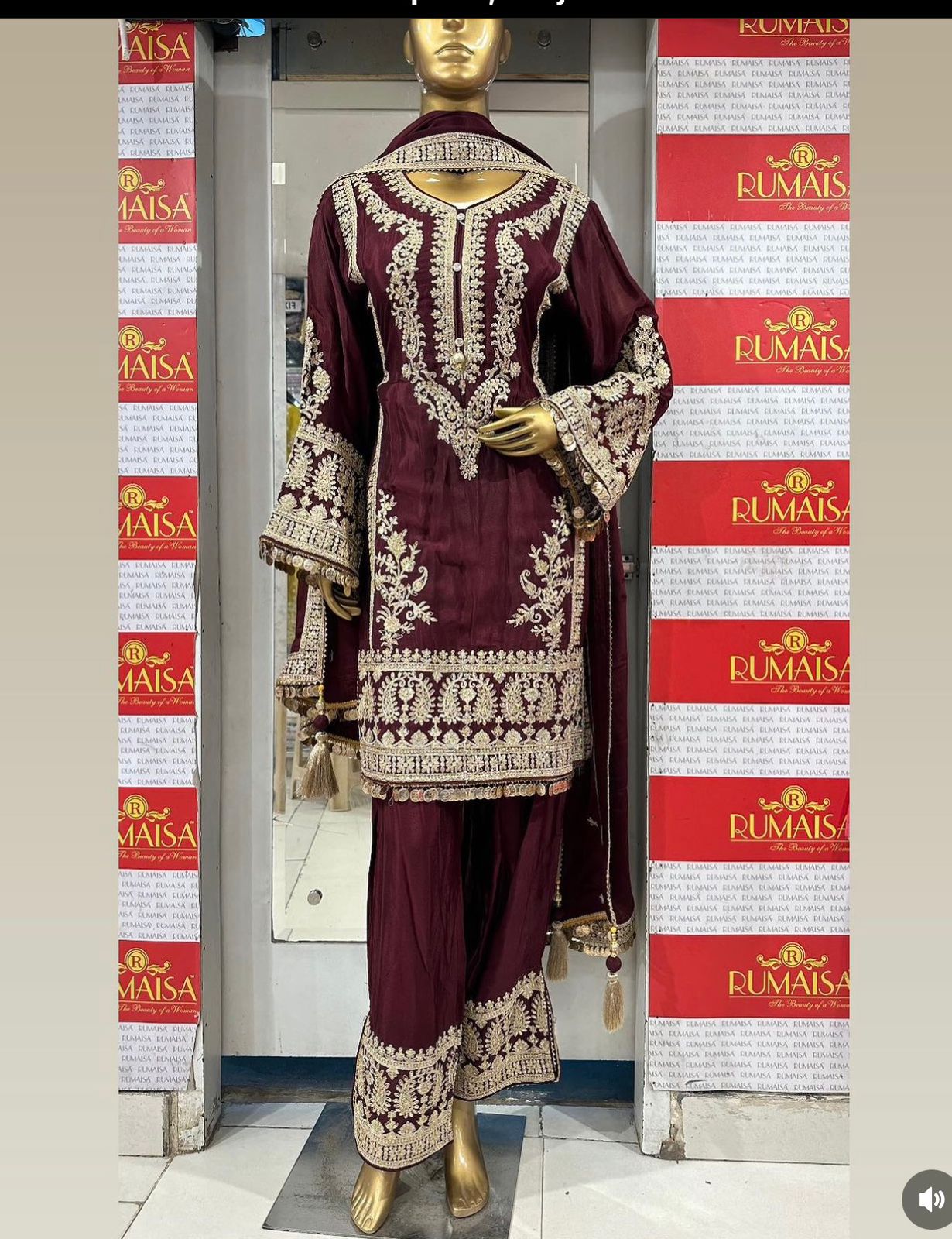 Captivating Wine Color Embroidery Work Kurti Set