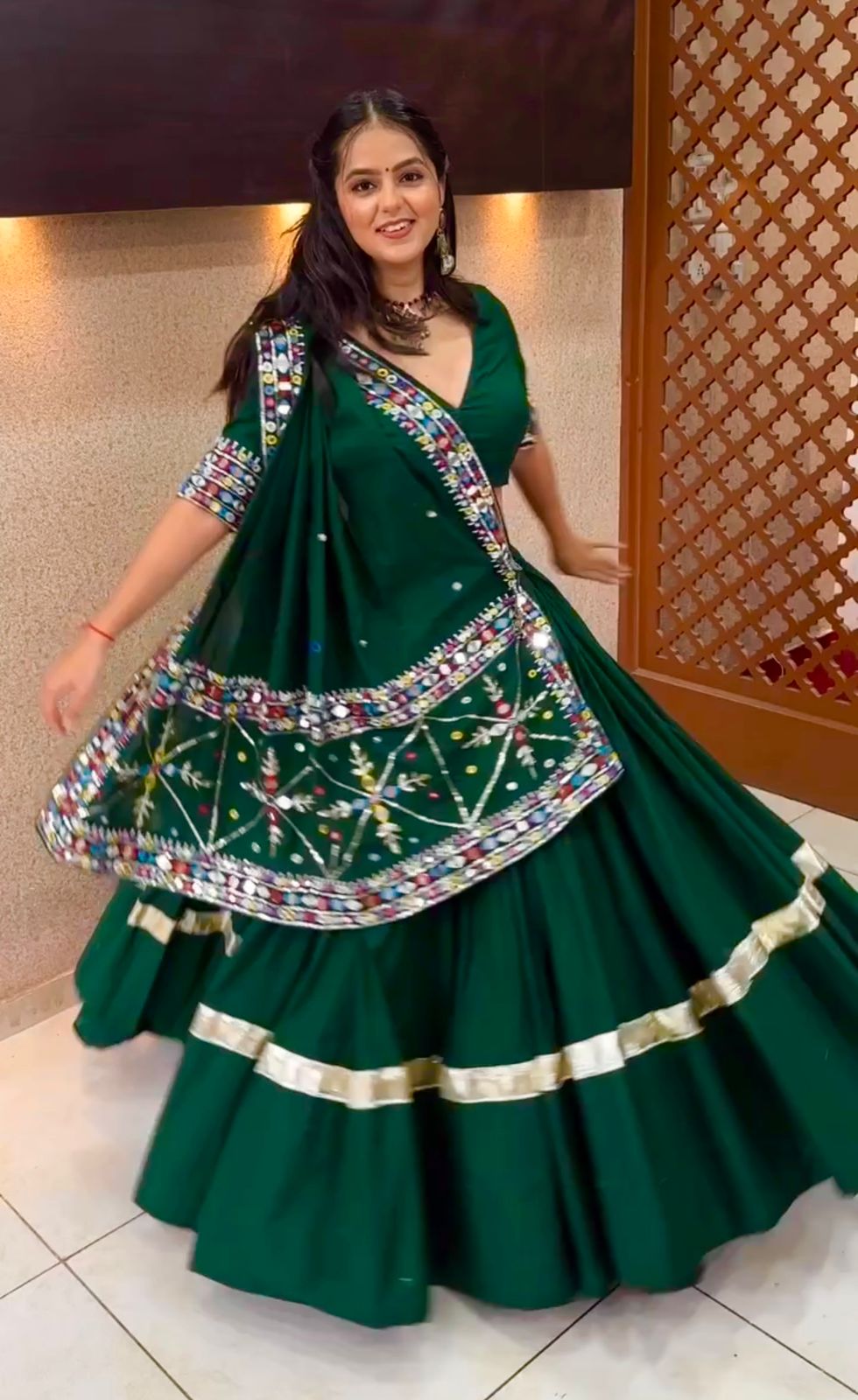 Festive Wear Green Color Lehenga Choli Beautiful Dupatta