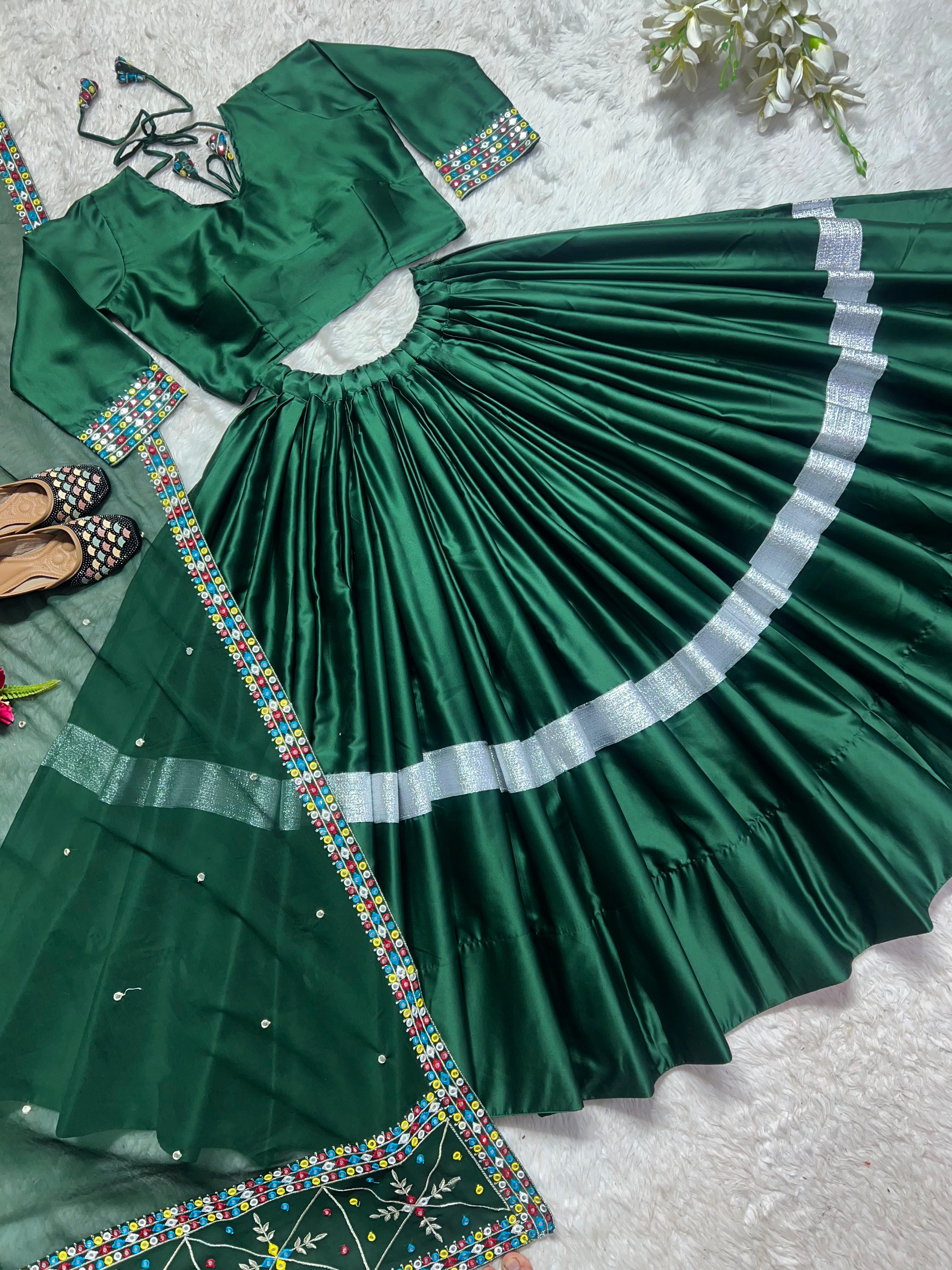 Festive Wear Green Color Lehenga Choli Beautiful Dupatta