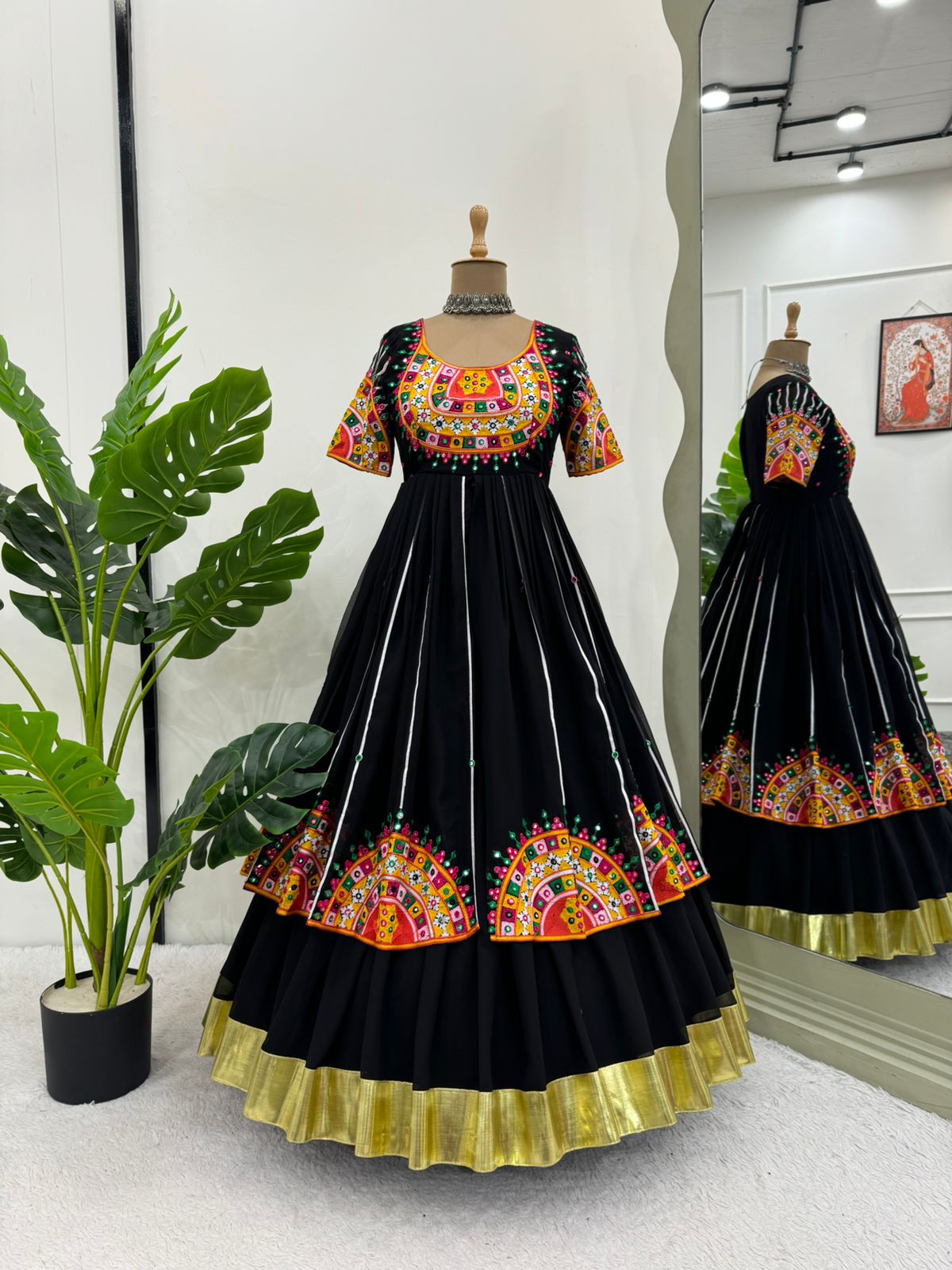 Flattering Black Color Sequence Work Top With Lehenga