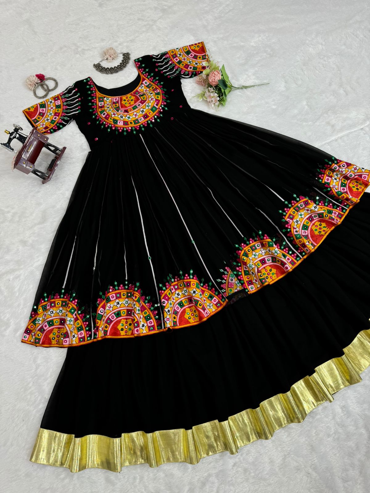 Flattering Black Color Sequence Work Top With Lehenga