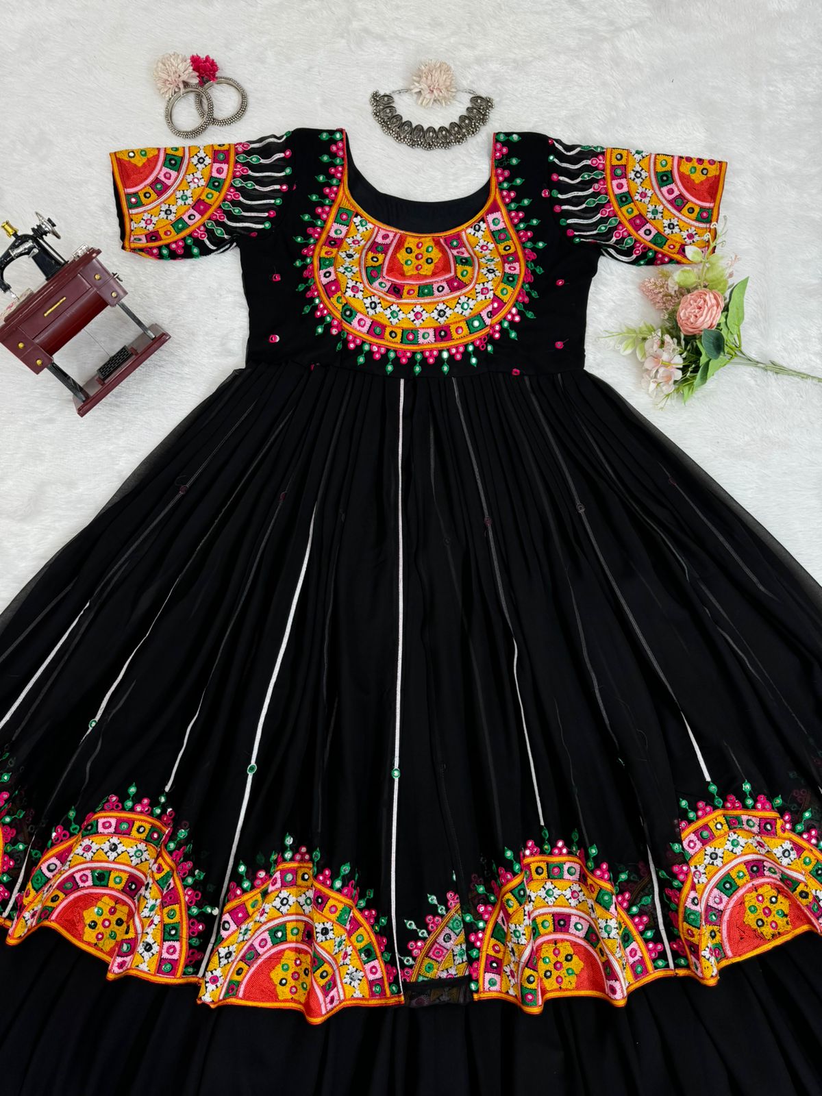 Flattering Black Color Sequence Work Top With Lehenga