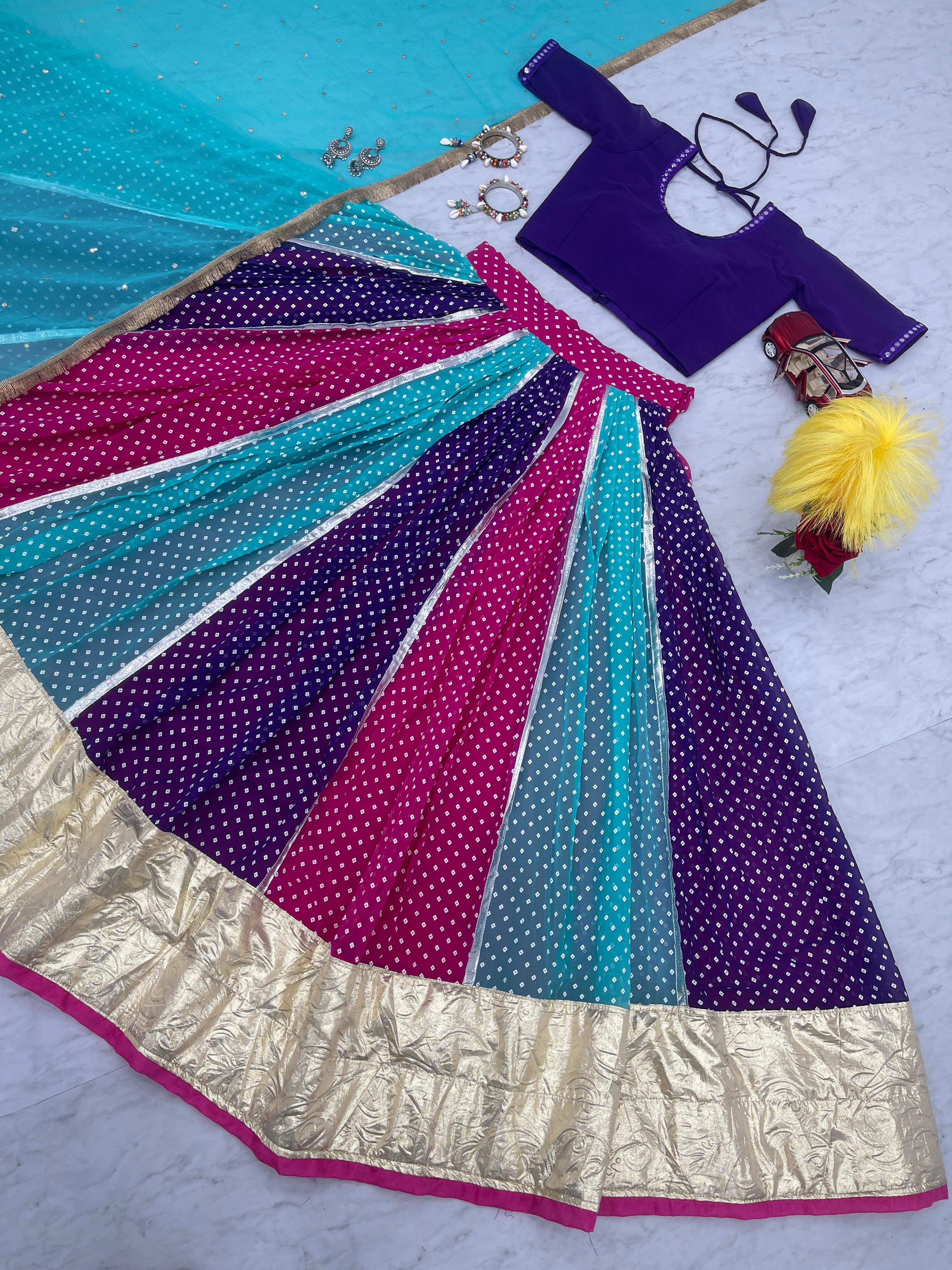 Navratri Special Multi Color Khadi Print Lehenga Choli