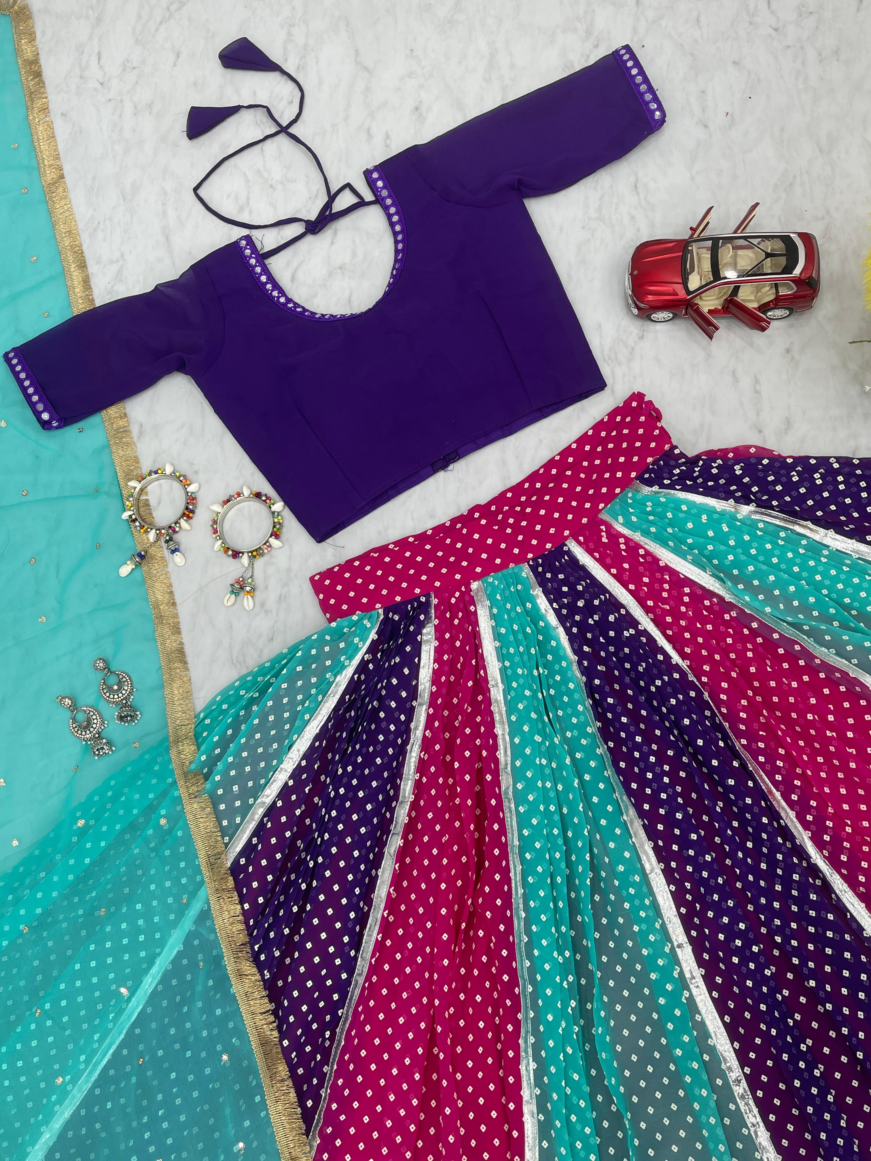 Navratri Special Multi Color Khadi Print Lehenga Choli