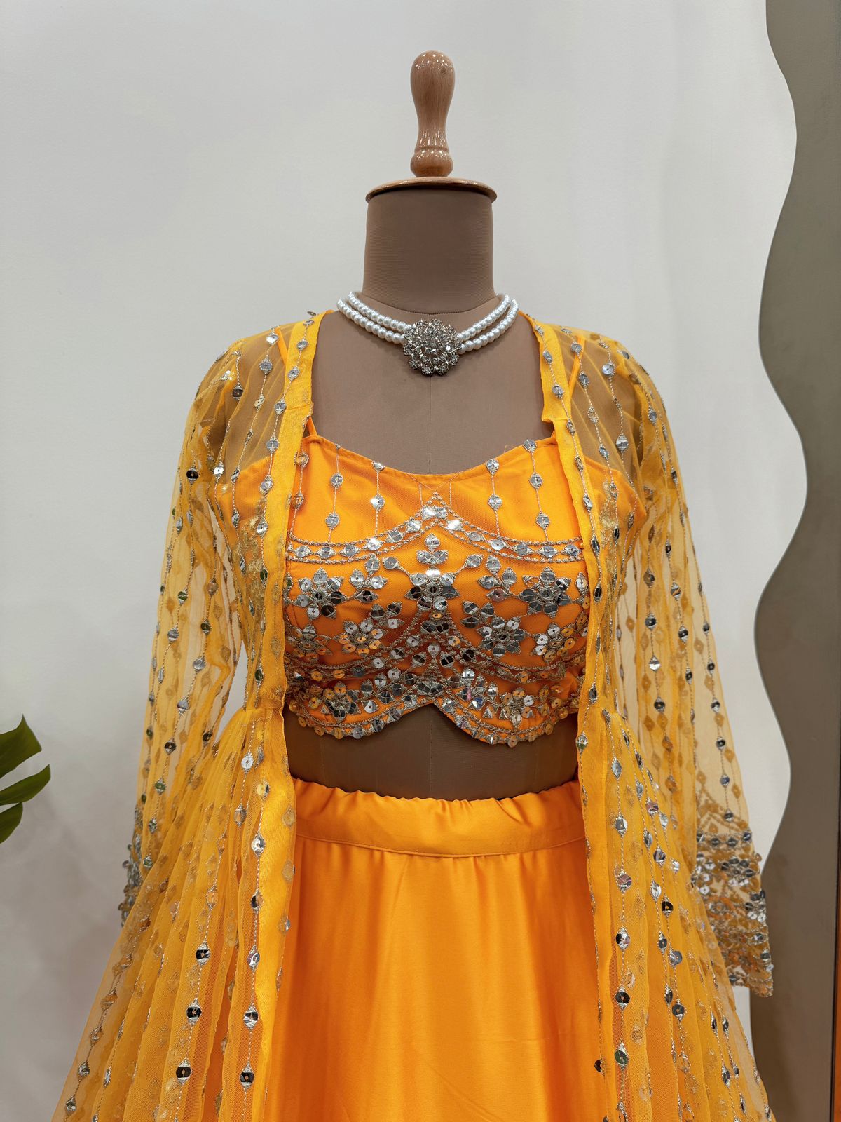 Wedding Wear Orange Color Lehenga Choli With Koti