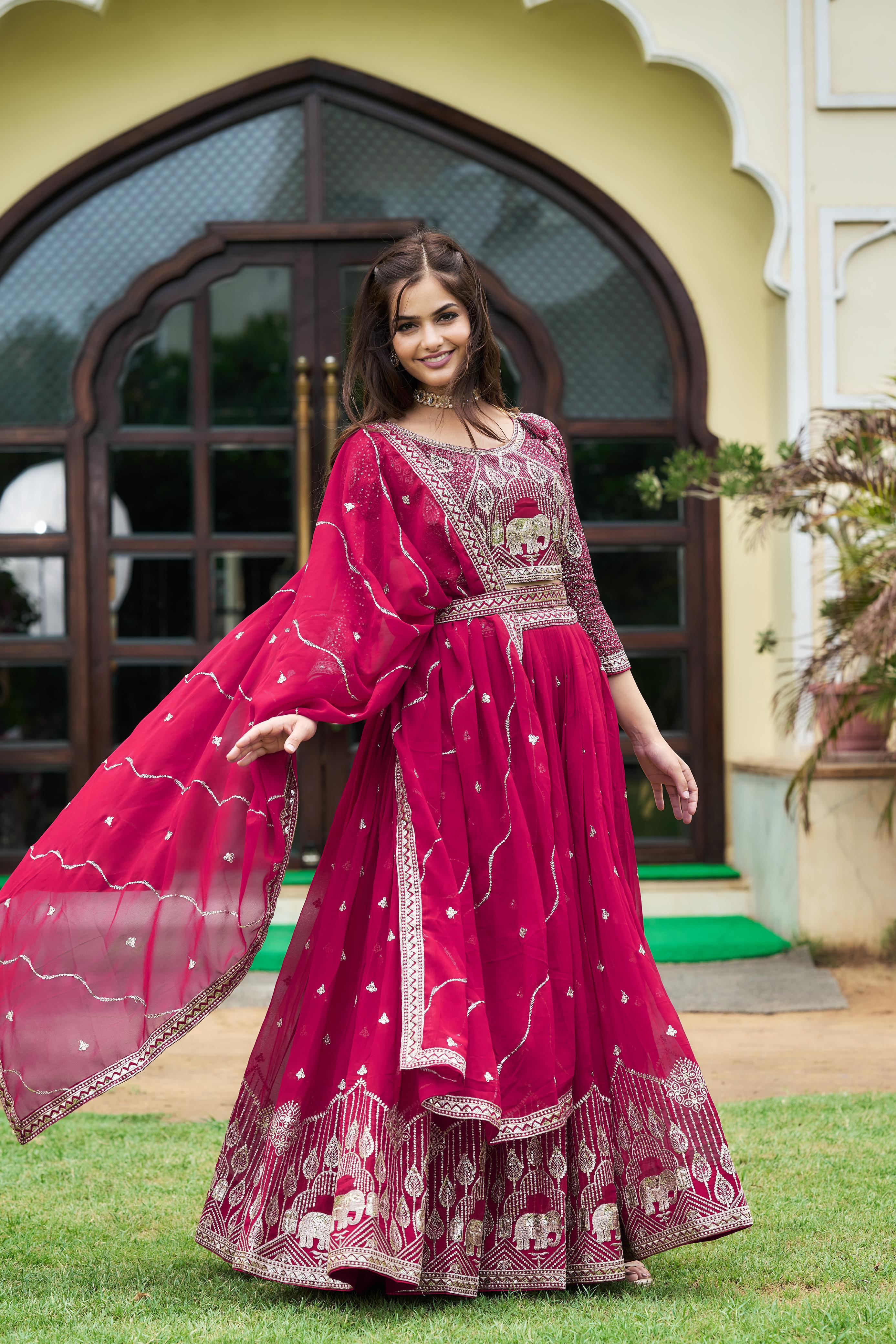 Festive Wear Pink Color Sequence Work Lehenga Choli