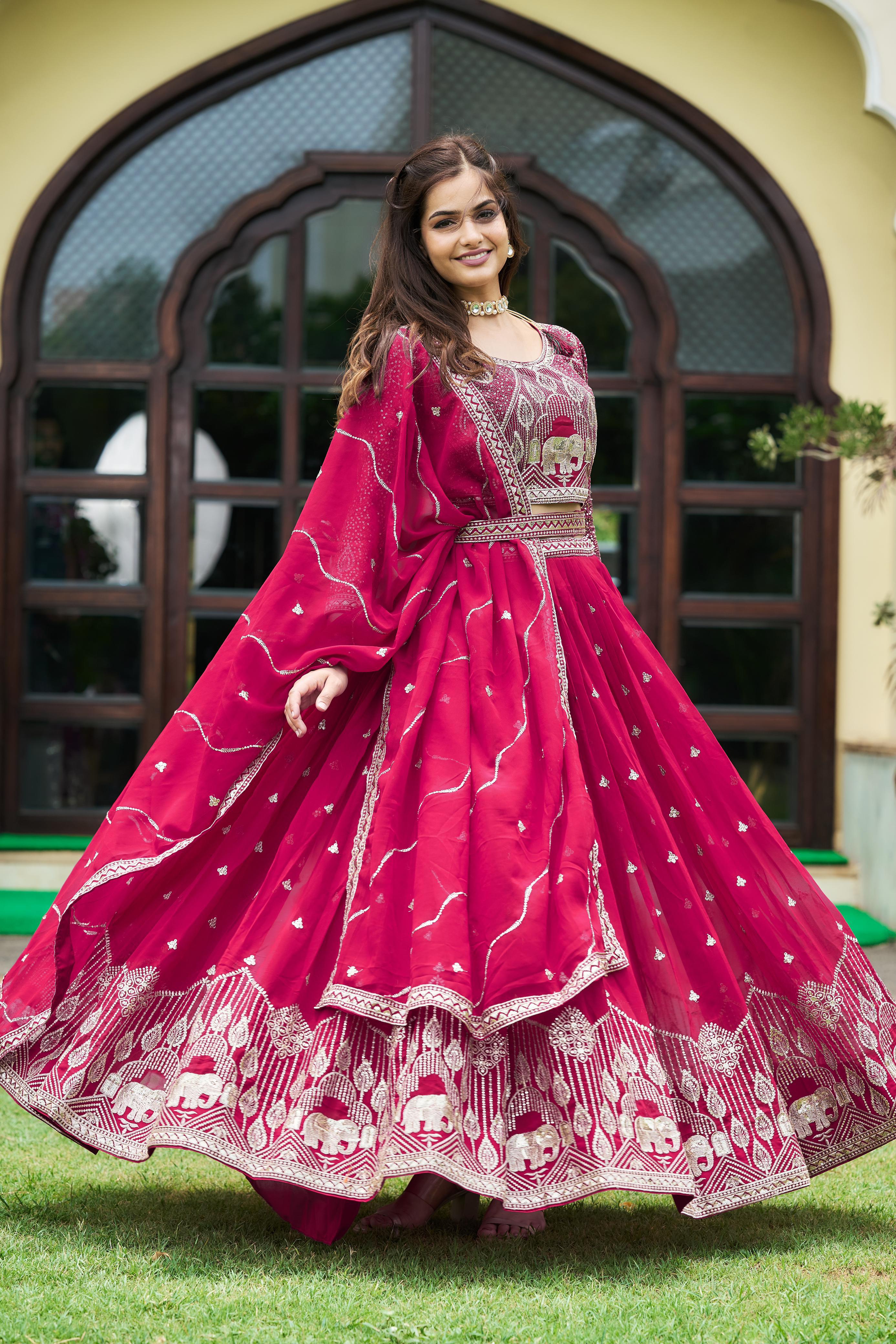 Festive Wear Pink Color Sequence Work Lehenga Choli