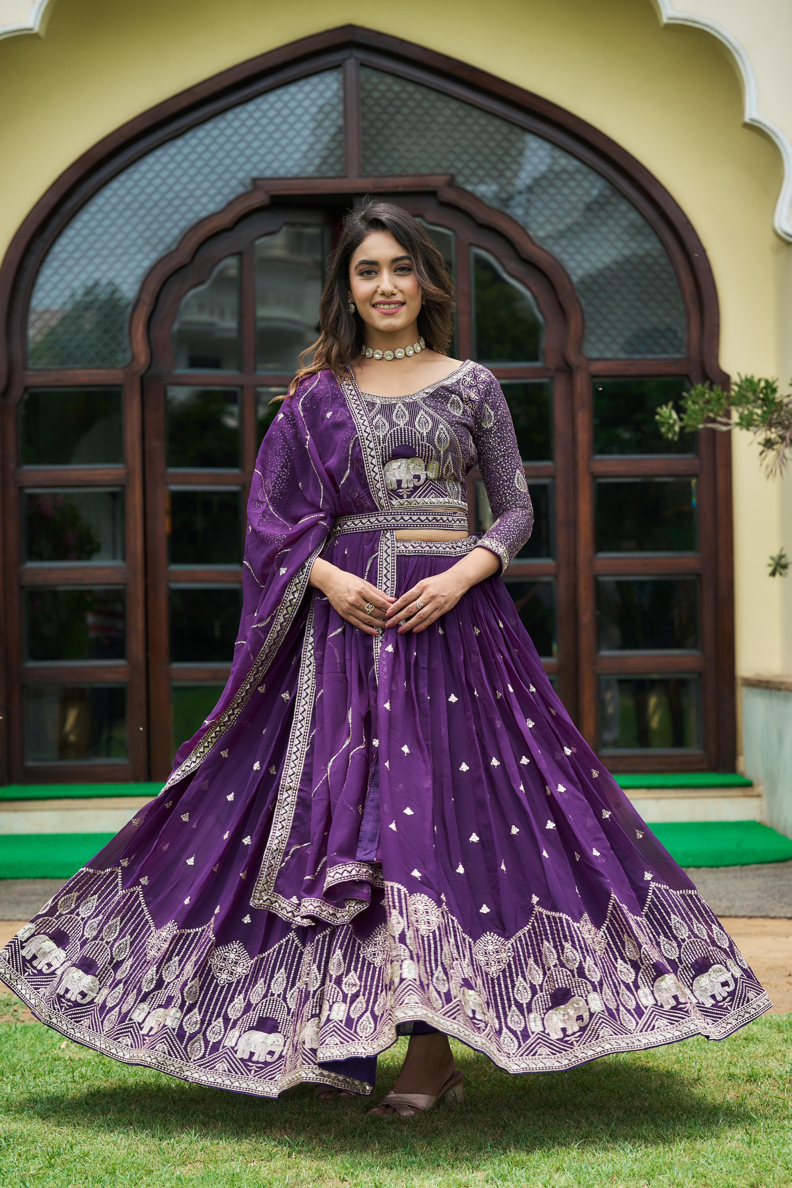 Festive Wear Purple Color Sequence Work Lehenga Choli