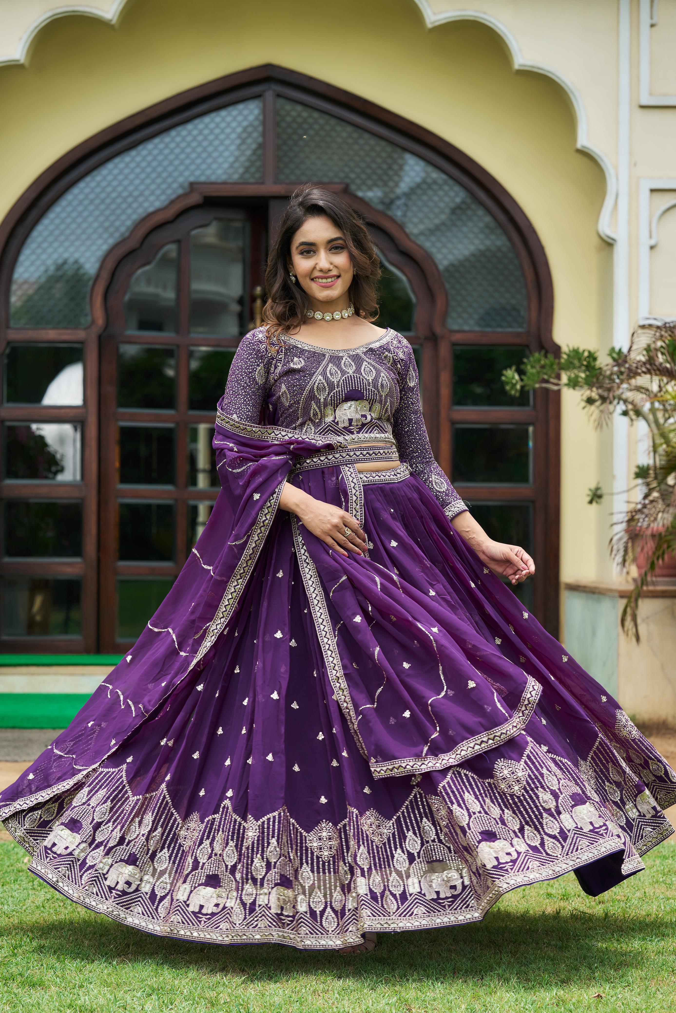 Festive Wear Purple Color Sequence Work Lehenga Choli