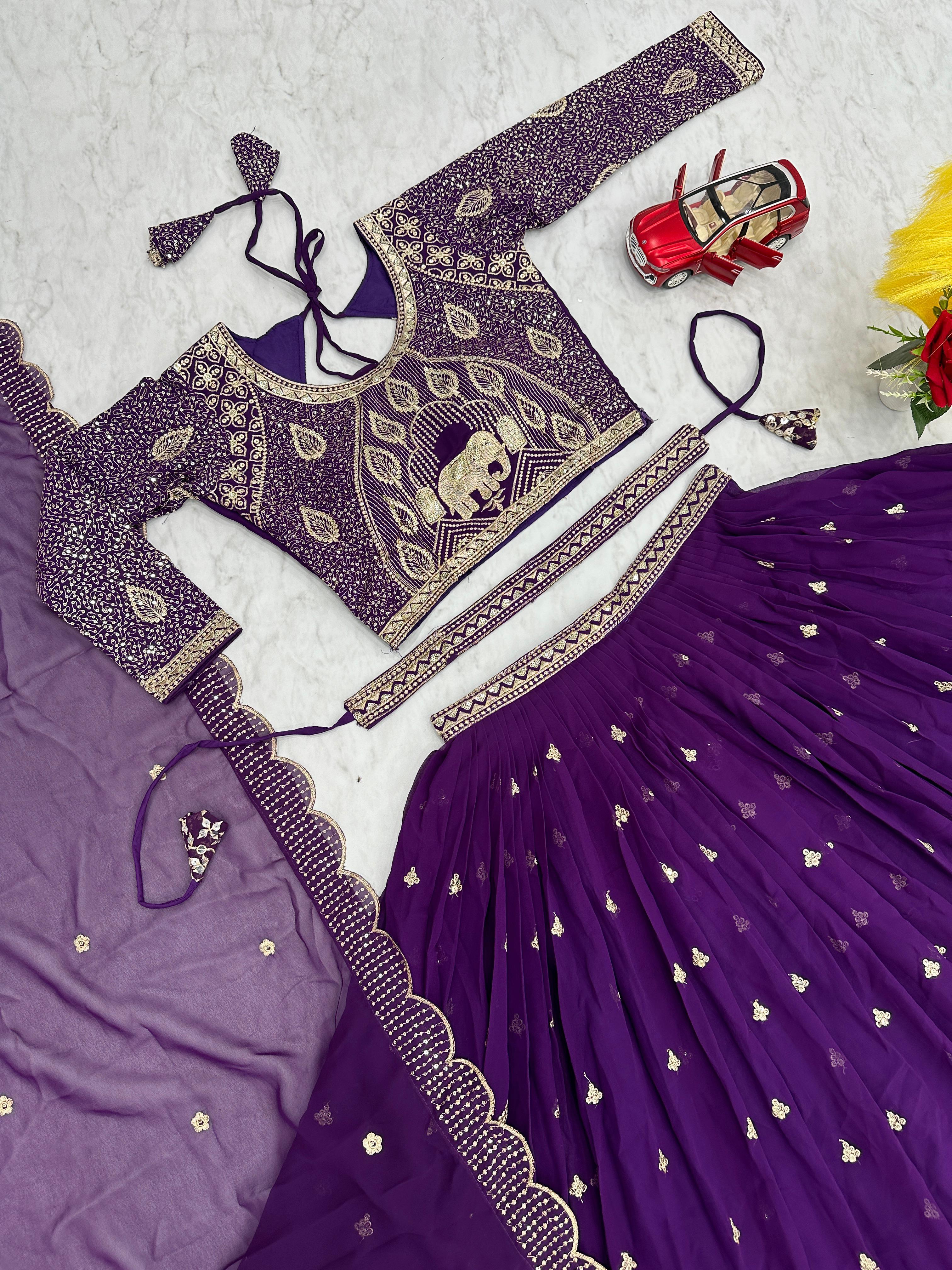 Festive Wear Purple Color Sequence Work Lehenga Choli