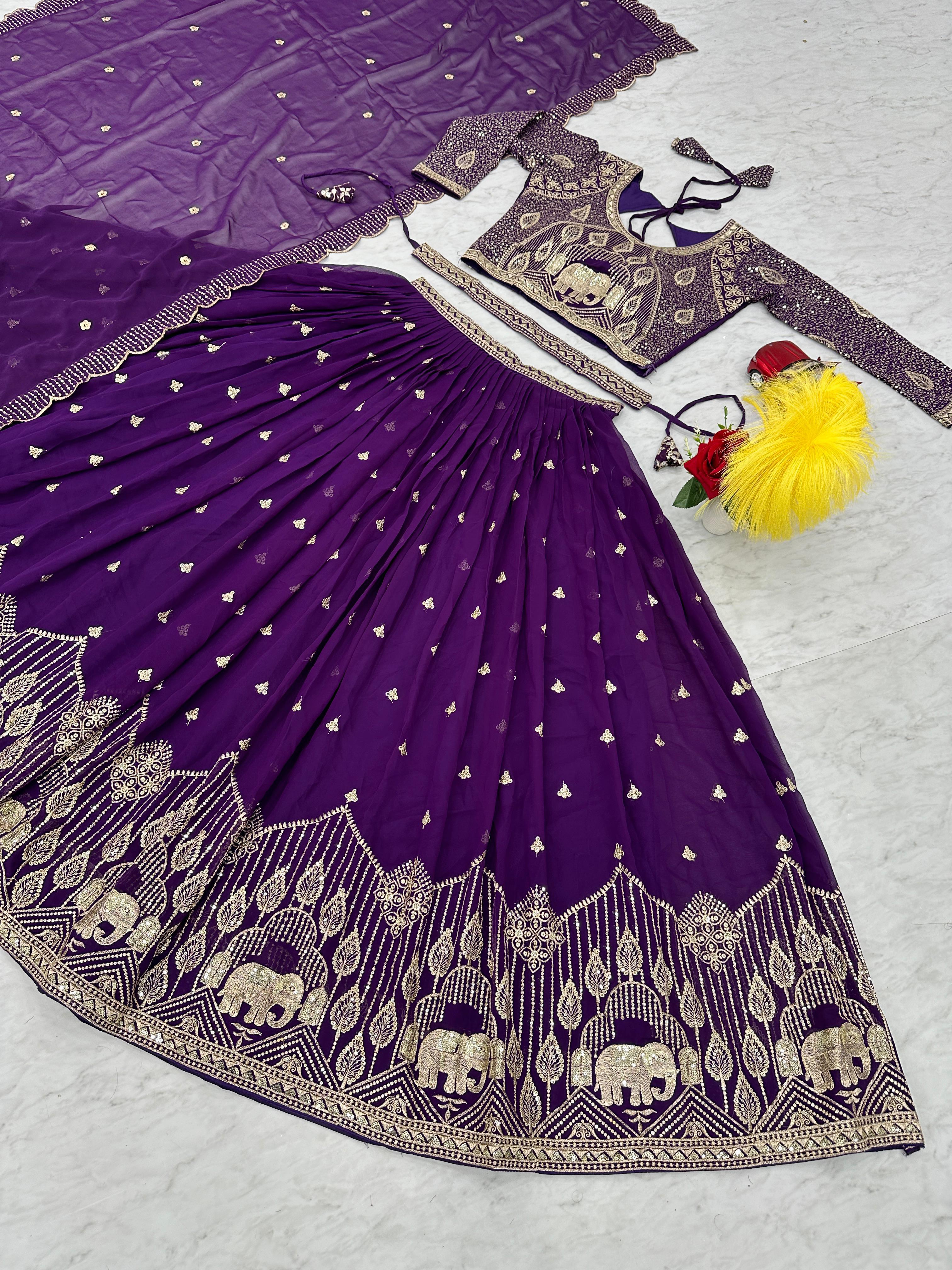 Festive Wear Purple Color Sequence Work Lehenga Choli